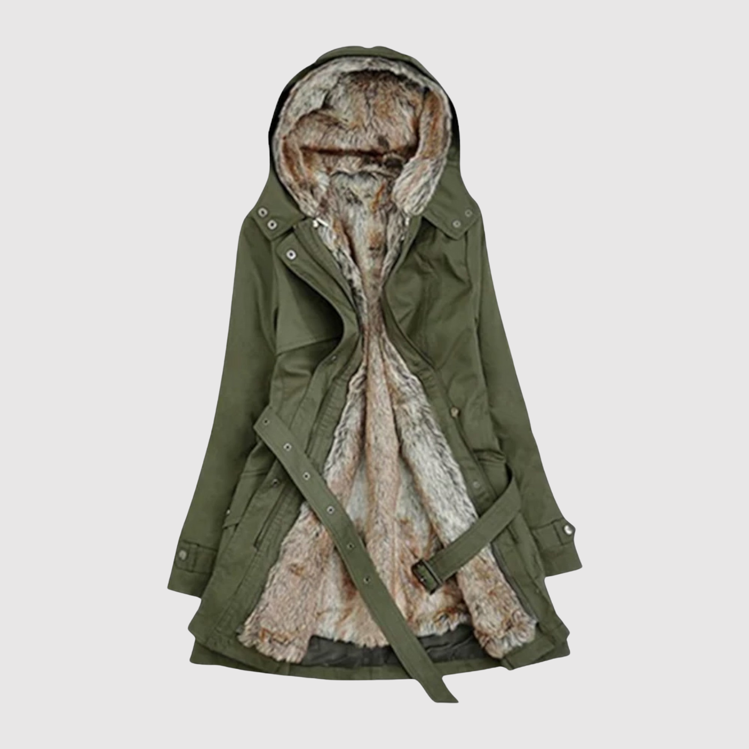 Jelena – Ekstra ciepła parka z futrem i sznurkiem