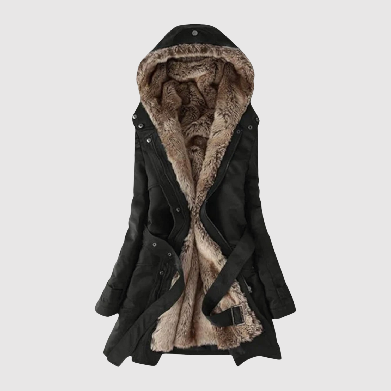 Jelena – Ekstra ciepła parka z futrem i sznurkiem