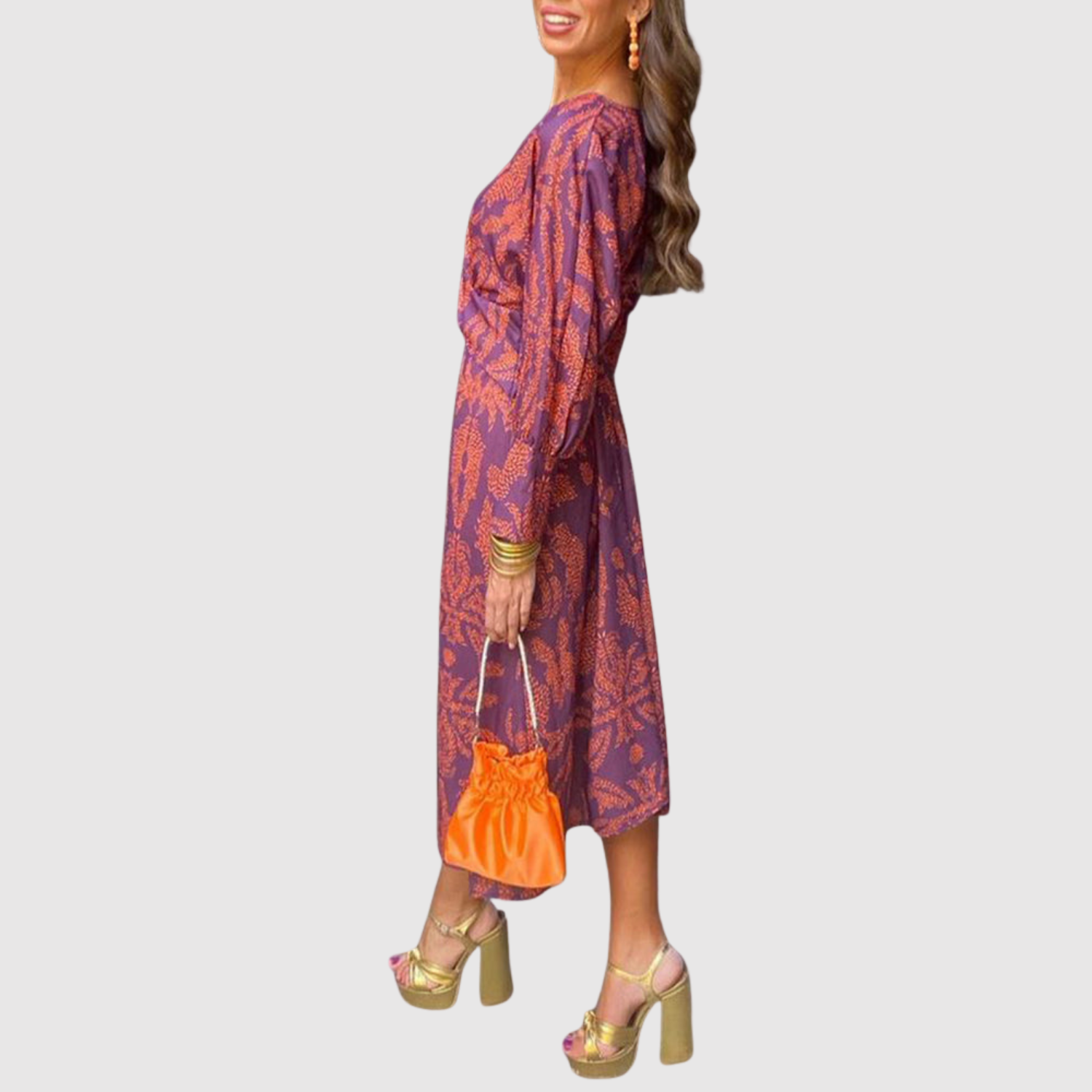 Eliška – Długie boho sukienka z motywem