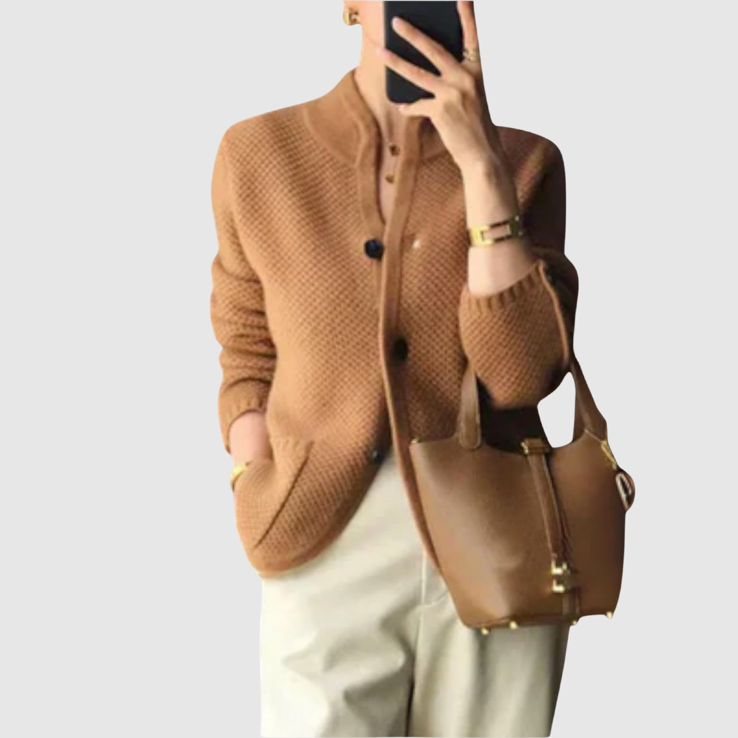 Silvie – Pleciony kardigan z kieszeniami