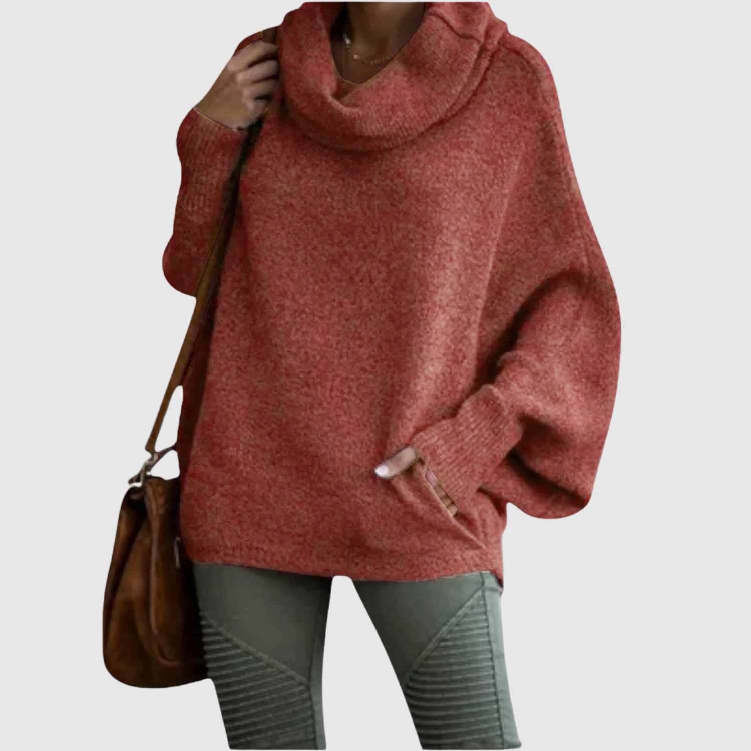 Nora – Hygge dzianina z luźnym kołnierzem