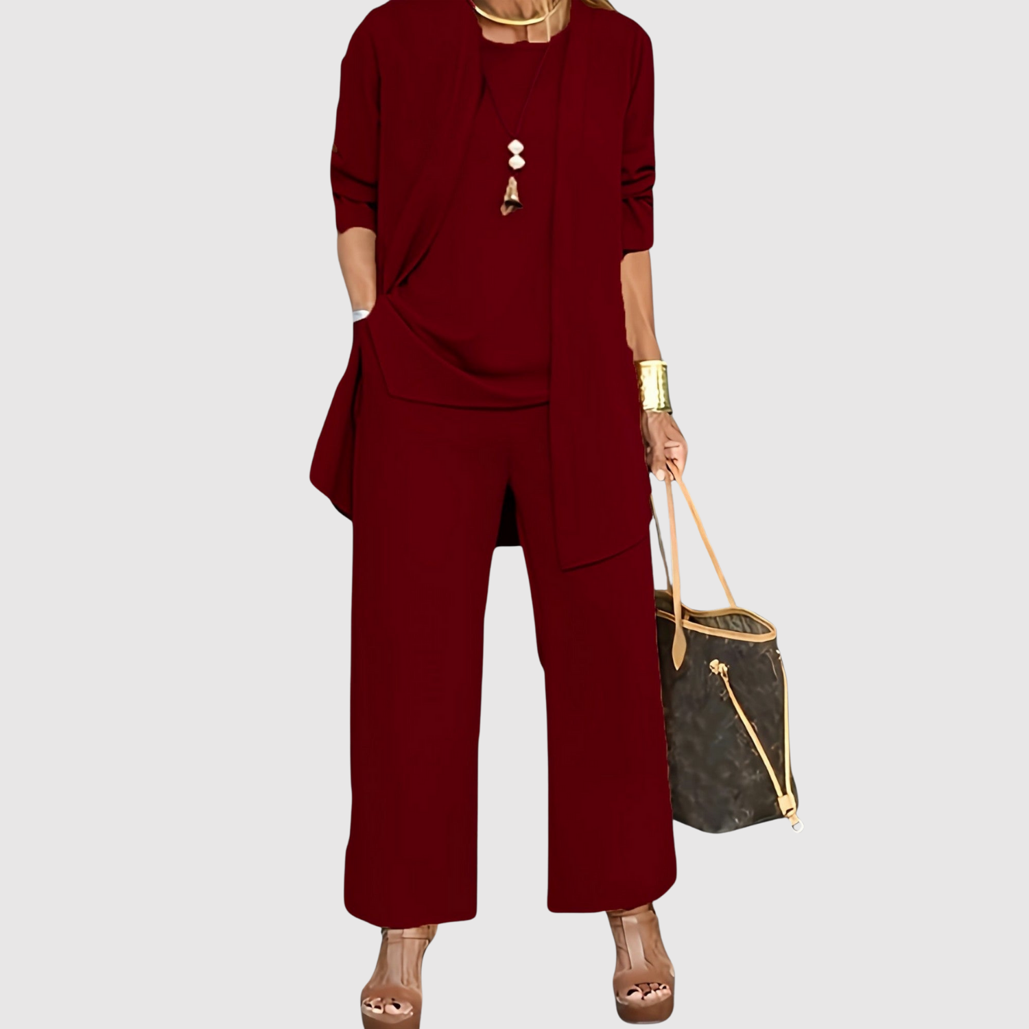 Natálie – Zestaw z krótkim rękawem i prostymi spodniami