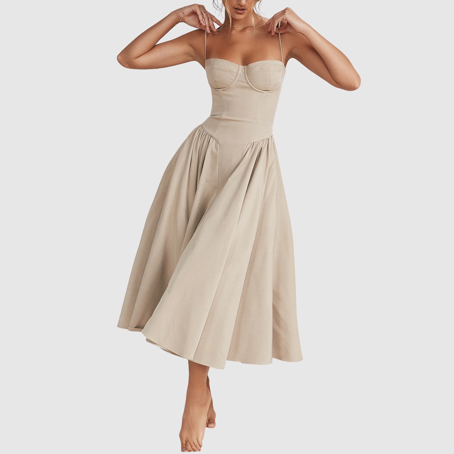 Eliška – Elegancka sukienka z opadającymi ramiączkami