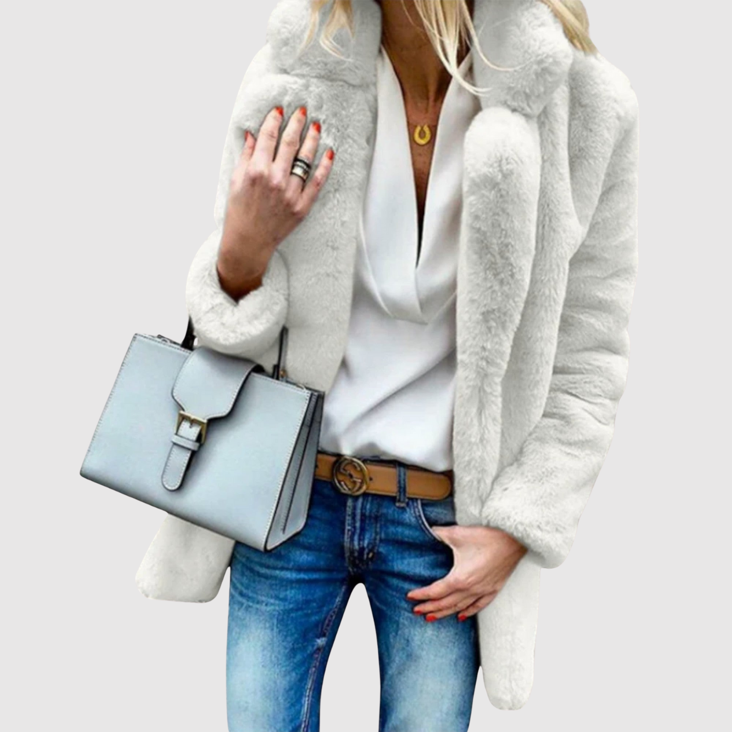 Jelena – Krótki płaszcz z sztucznego futra