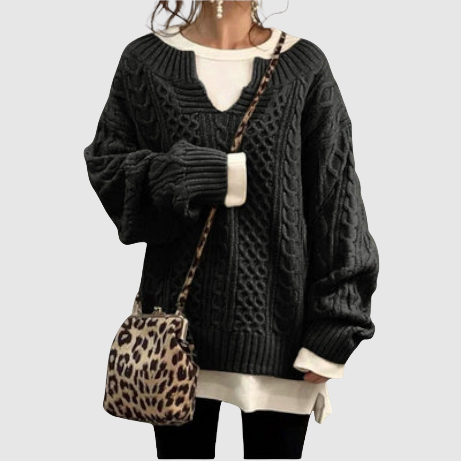 Nora – Sweter z warkoczyków z wygodną sylwetką