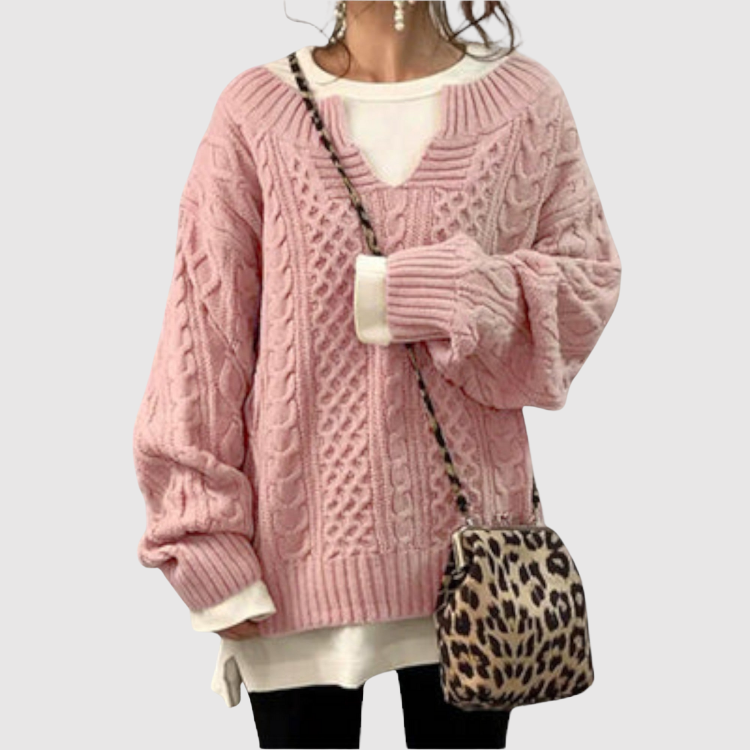 Nora – Sweter z warkoczyków z wygodną sylwetką