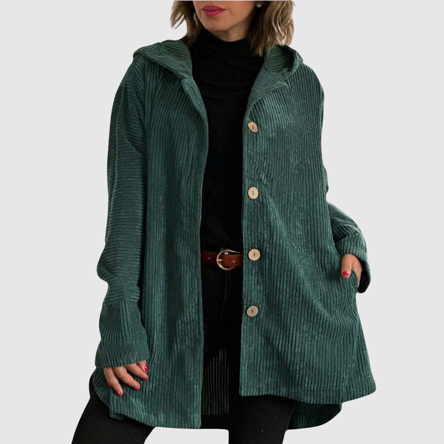 Jelena – Długi płaszcz z welurowym wzorem