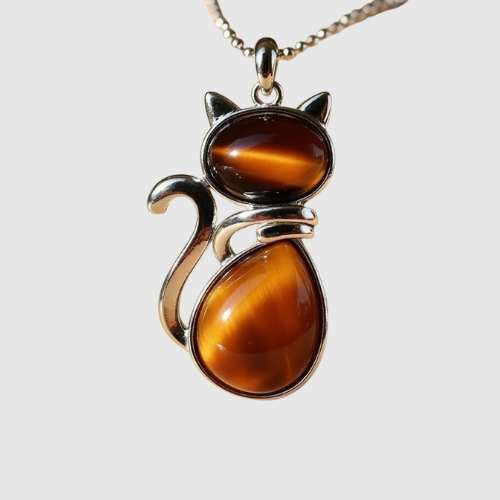 Amélie – Naszyjnik w kształcie kota z naturalnym kamieniem