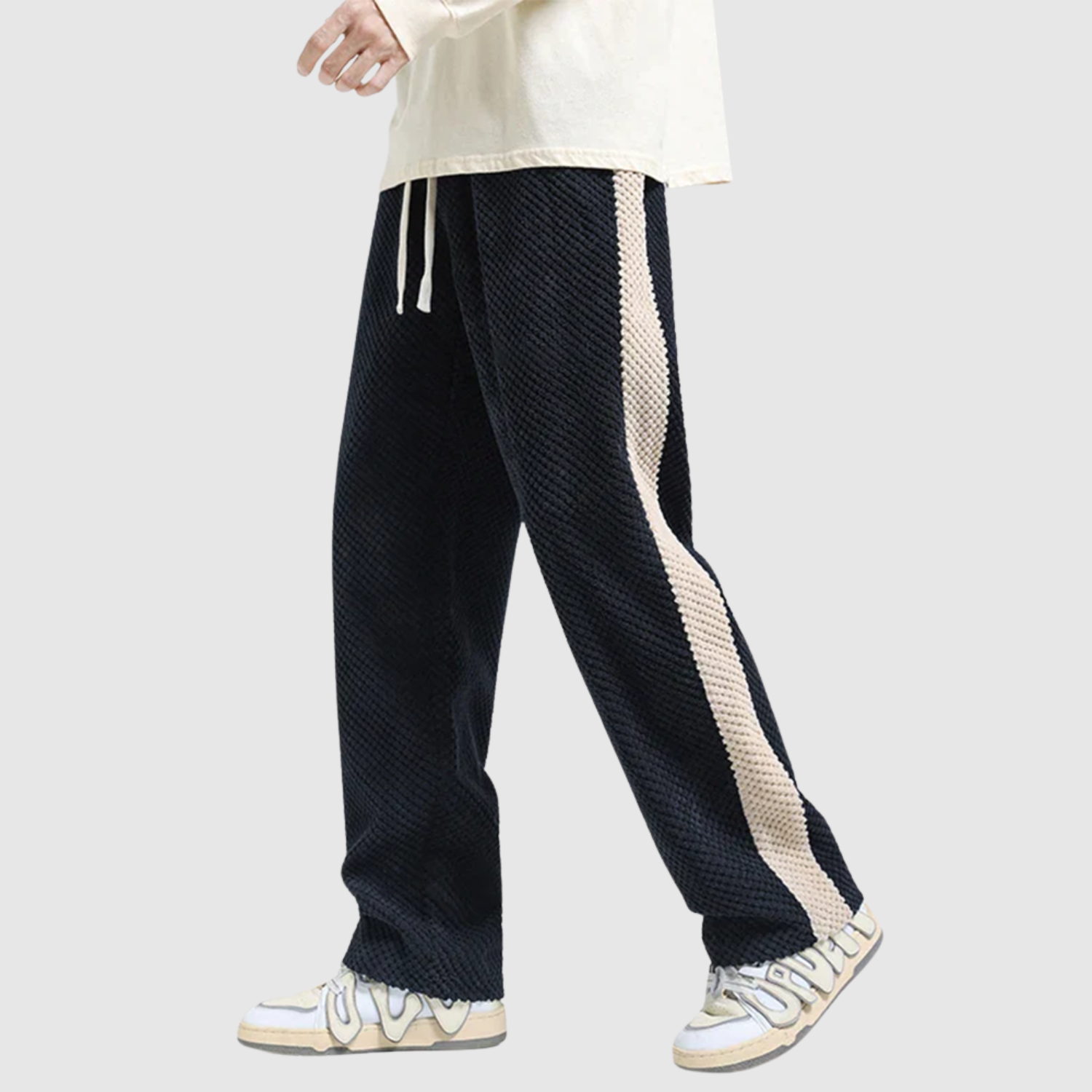 Leo – Luźne męskie spodnie ze sportowymi paskami