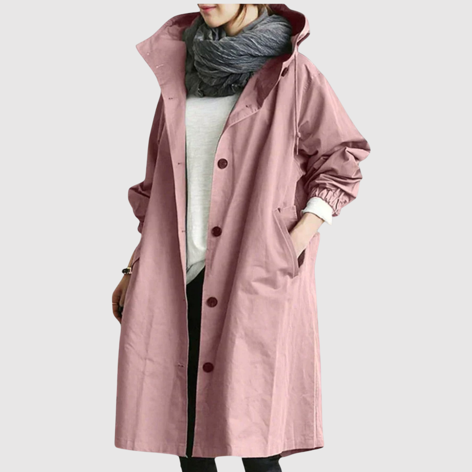 Jelena – Długa lekka kurtka z kapturem