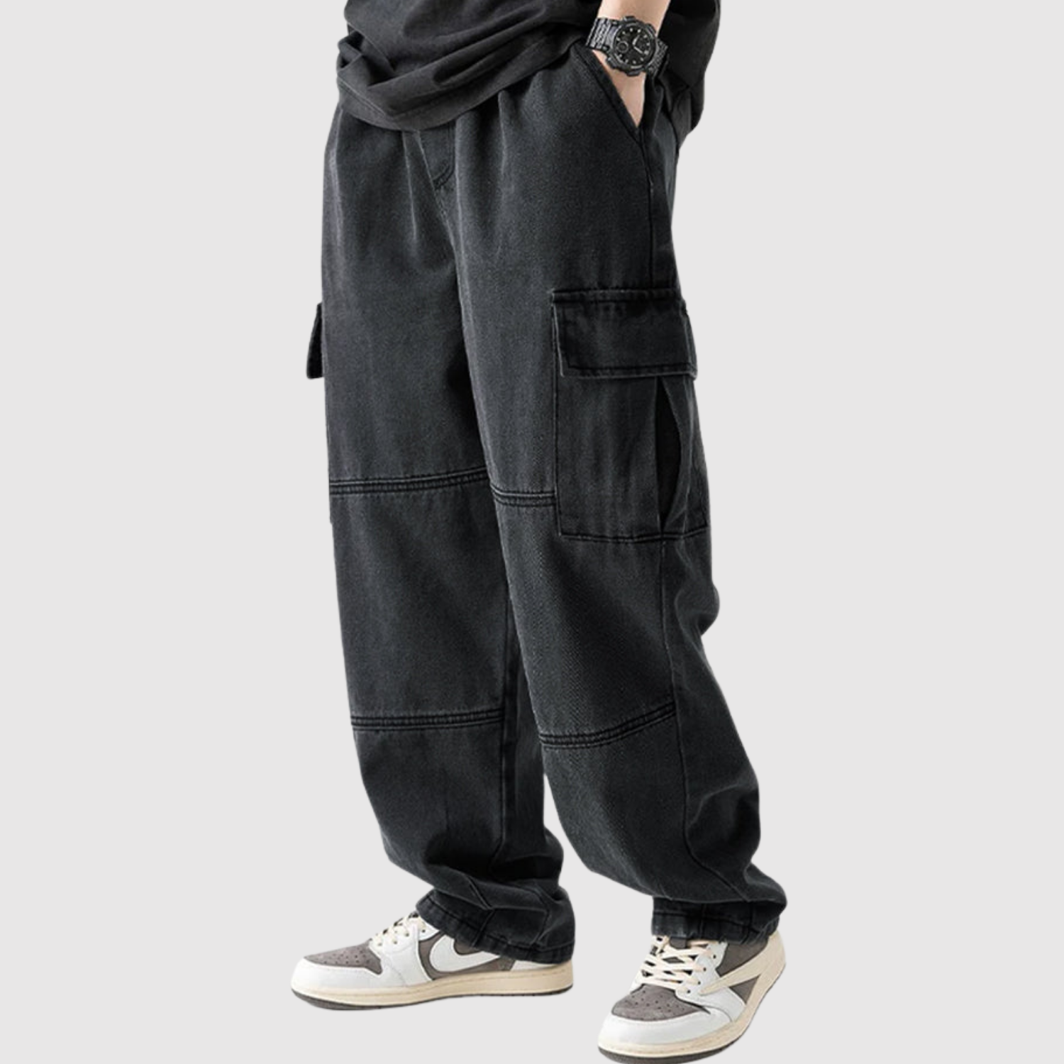 Bruno – Luźne dżinsy cargo z elastycznym pasem