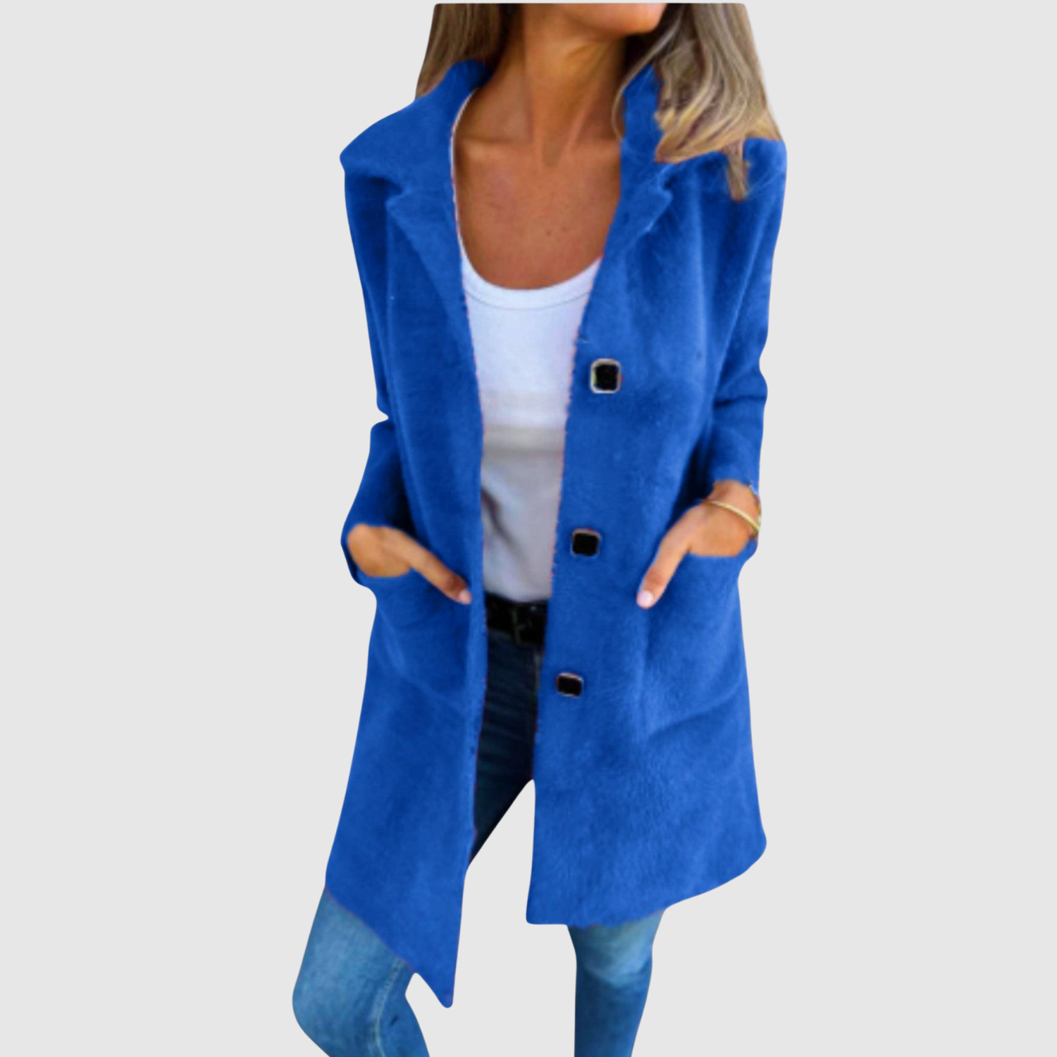 Jelena – Długi płaszcz z klasycznymi guzikami