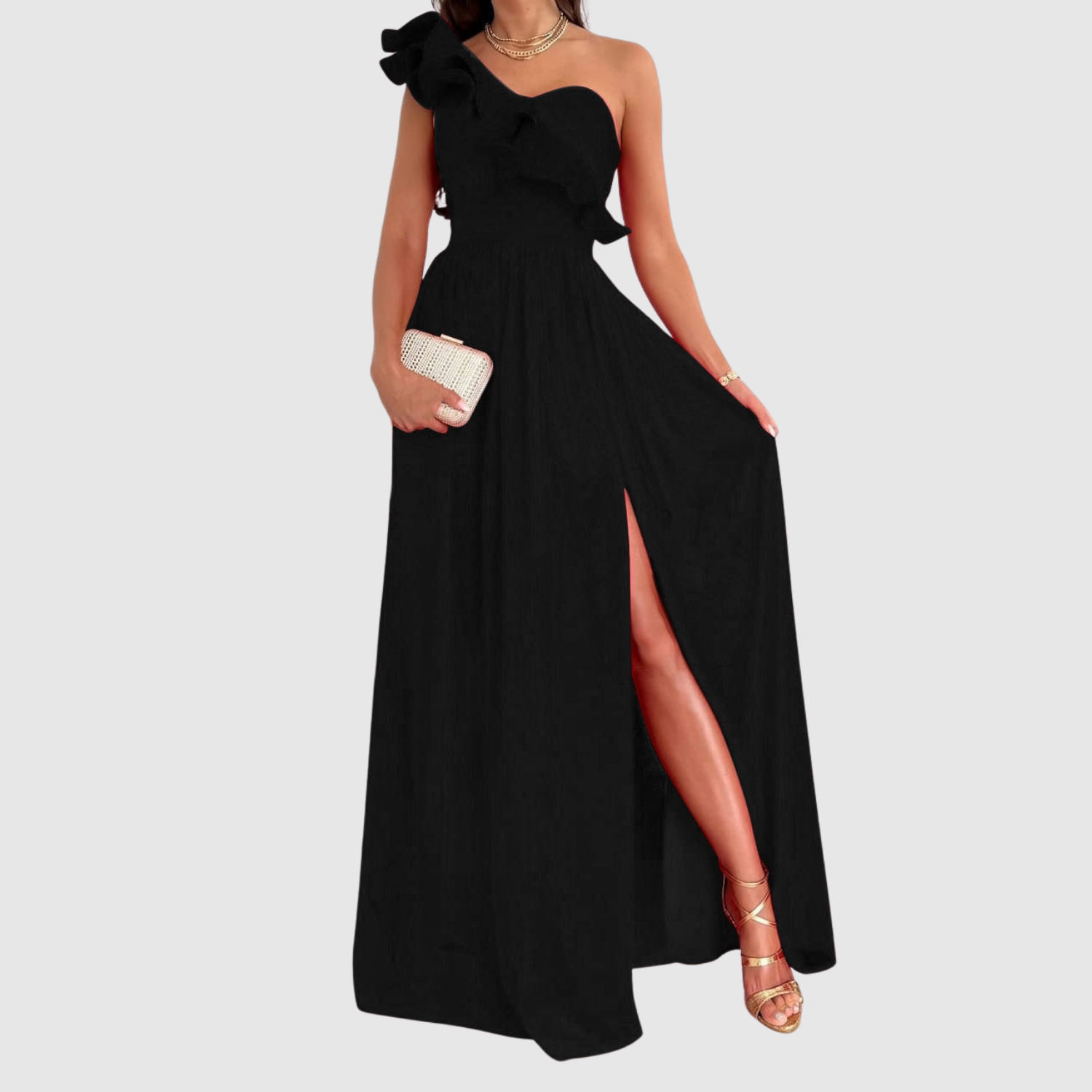 Eliška – Długie sukienki z kokardą i wysokim rozcięciem