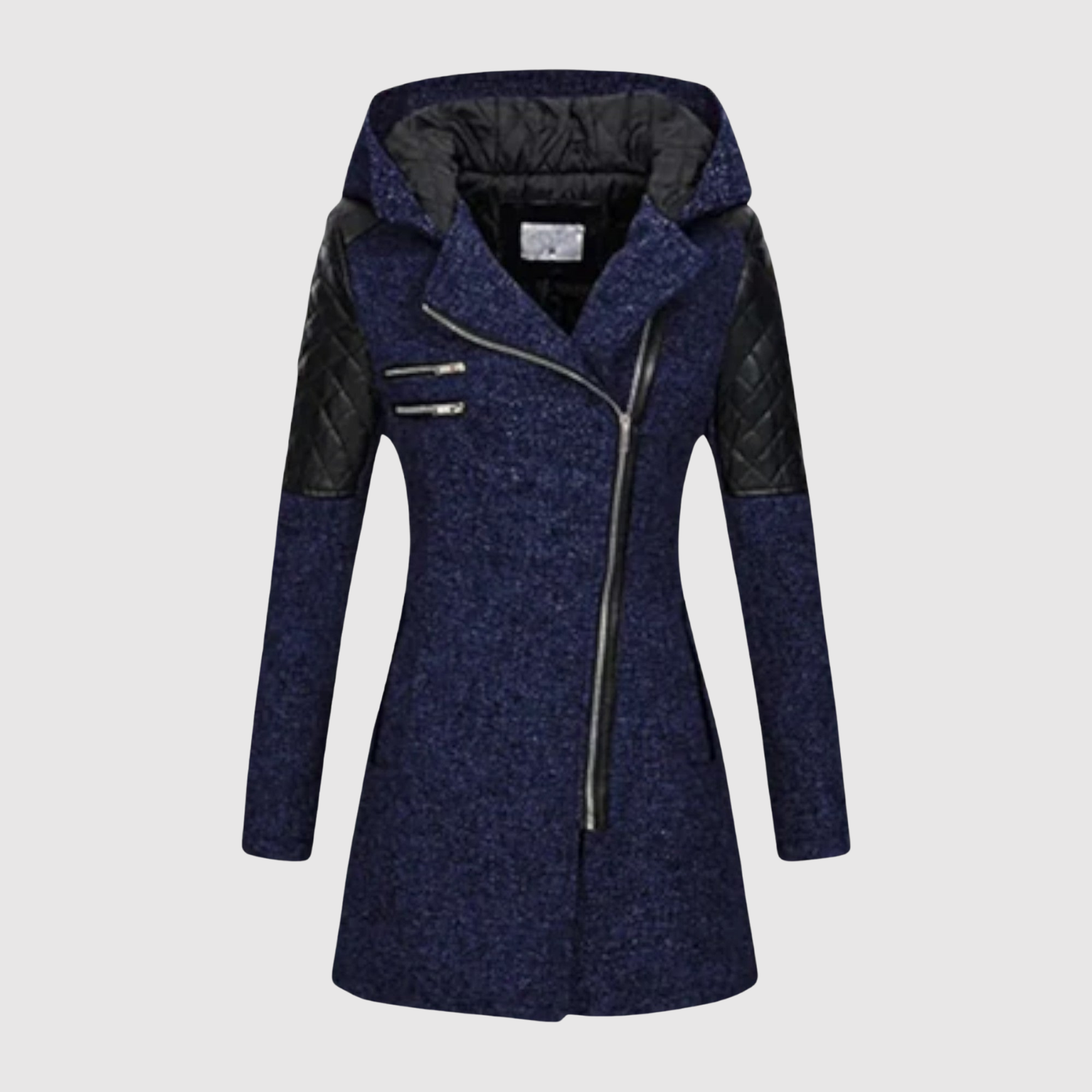 Jelena – Długa kurtka z asymetrycznym zamkiem