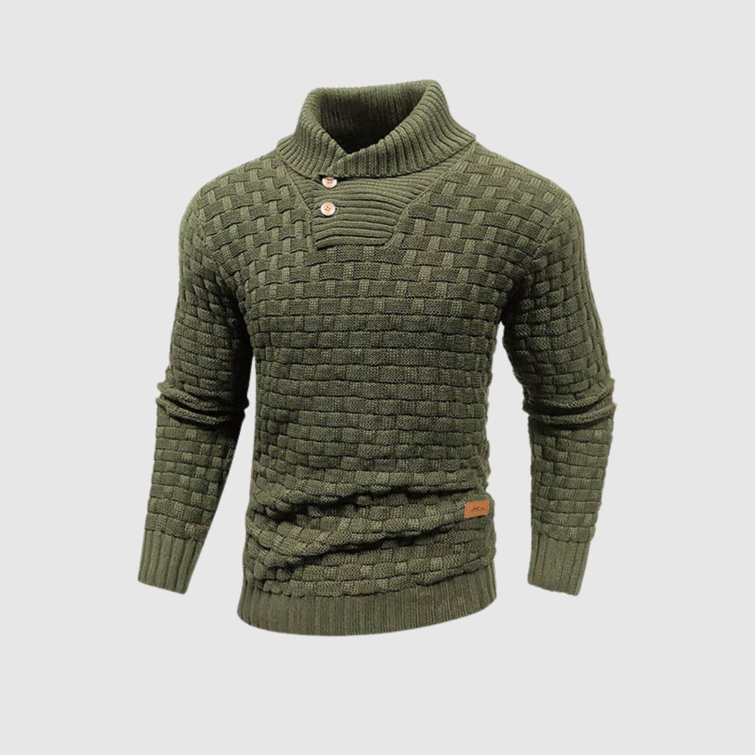 Daniel – Męski sweter pleciony z guzikami i wysokim kołnierzem