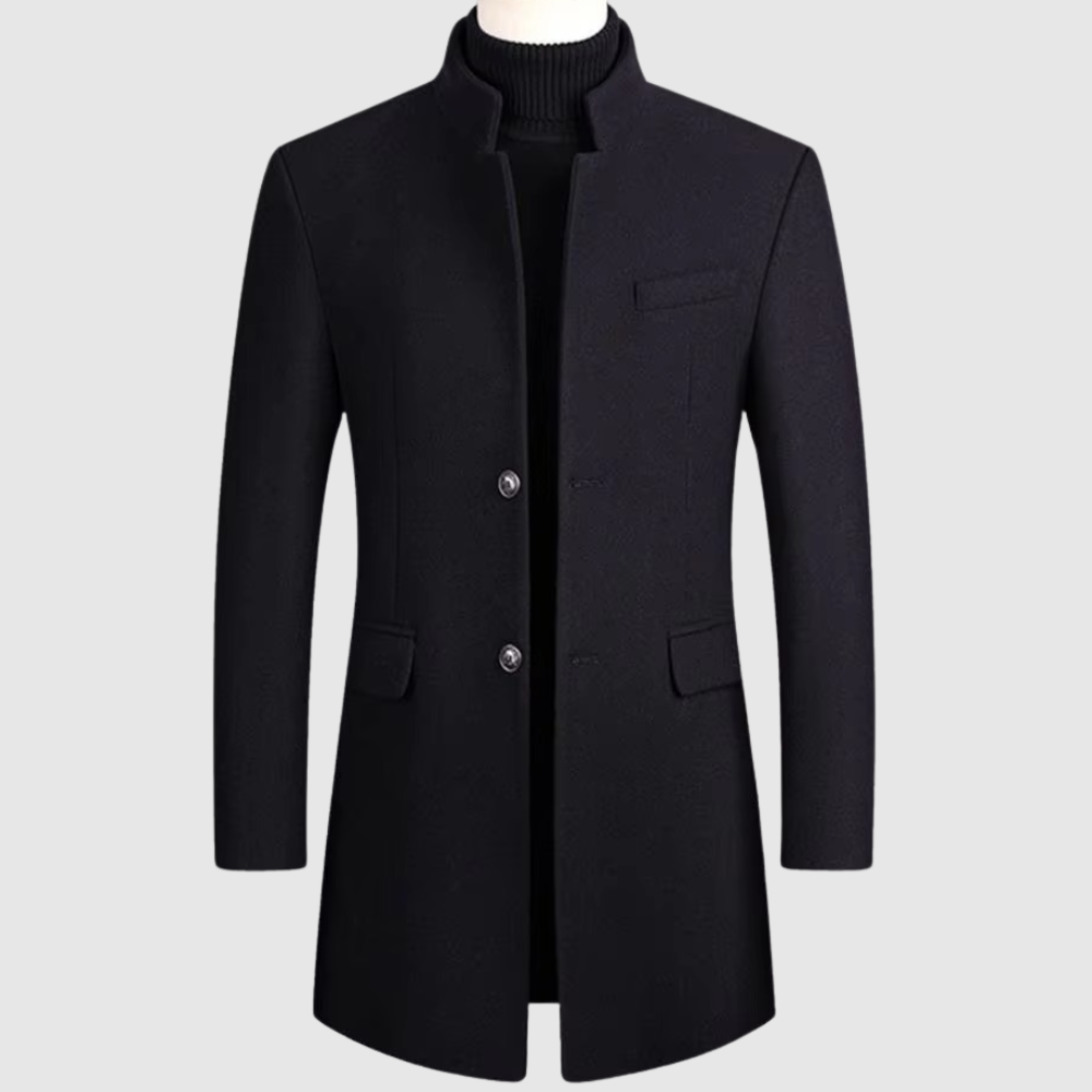 Marek - Elegancki męski płaszcz zimowy z wysokim kołnierzem
