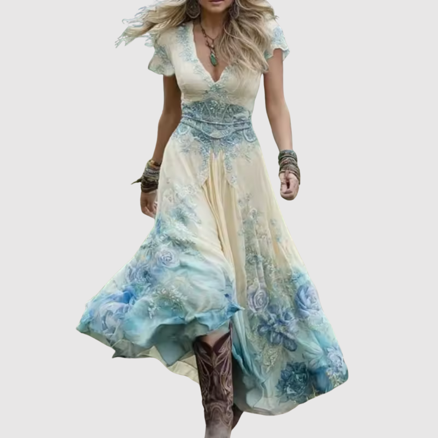 Eliška - Boho maxi sukienka z haftem i lekkim materiałem