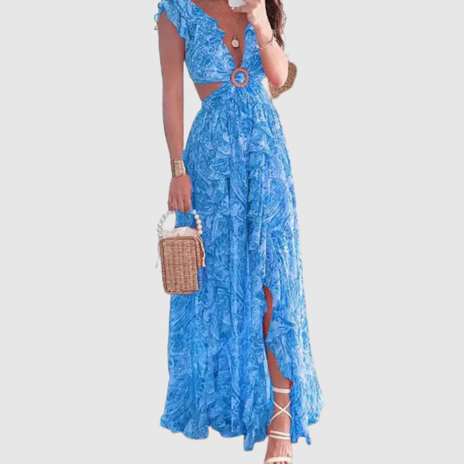 Eliška – Długie maxi sukienki z kwiatowym nadrukiem