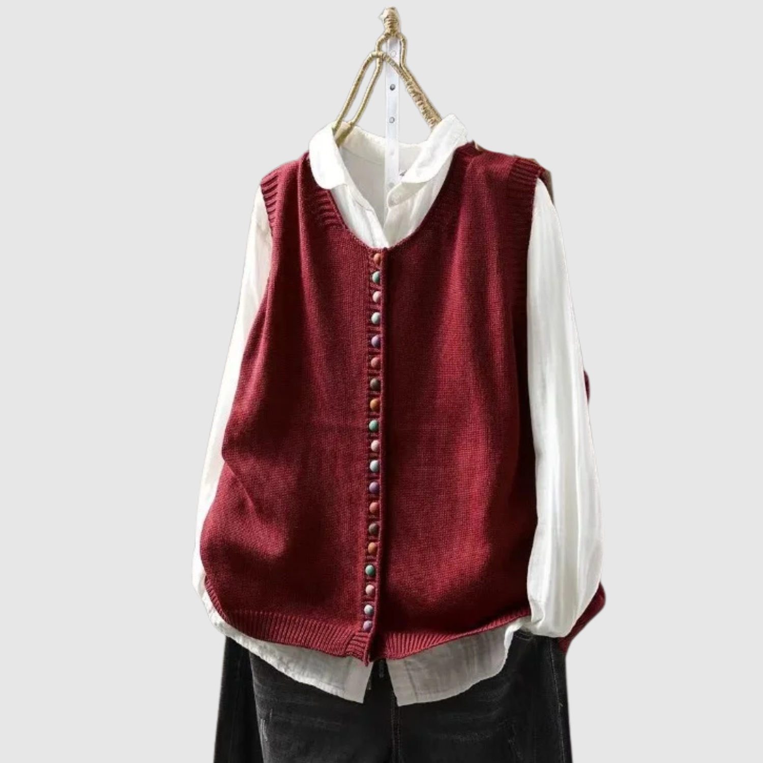 Nora - Boho kardigan z guzikami i vintage detalami