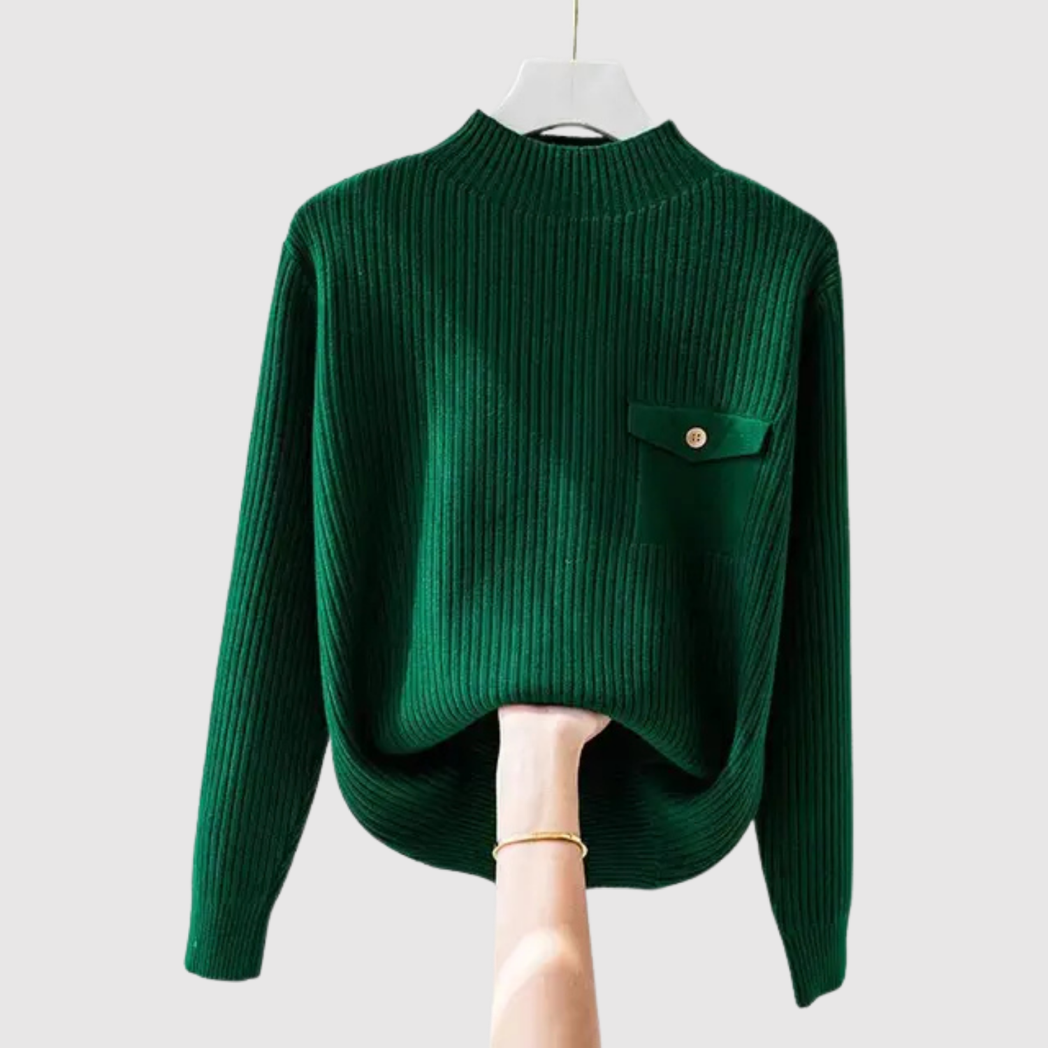 Nora – Sweter z kieszenią na piersi