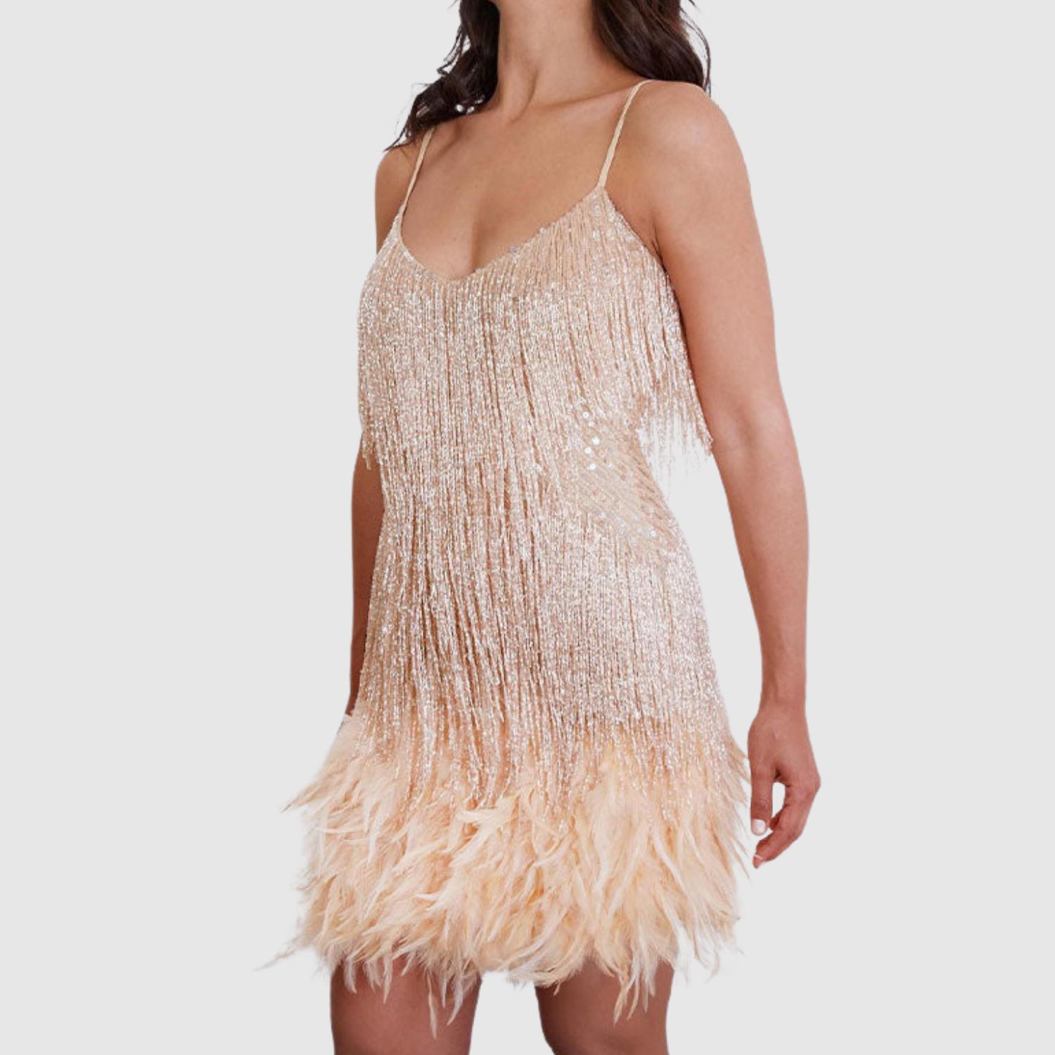 Eliška – Sukienka wieczorowa z frędzlami i blaskiem