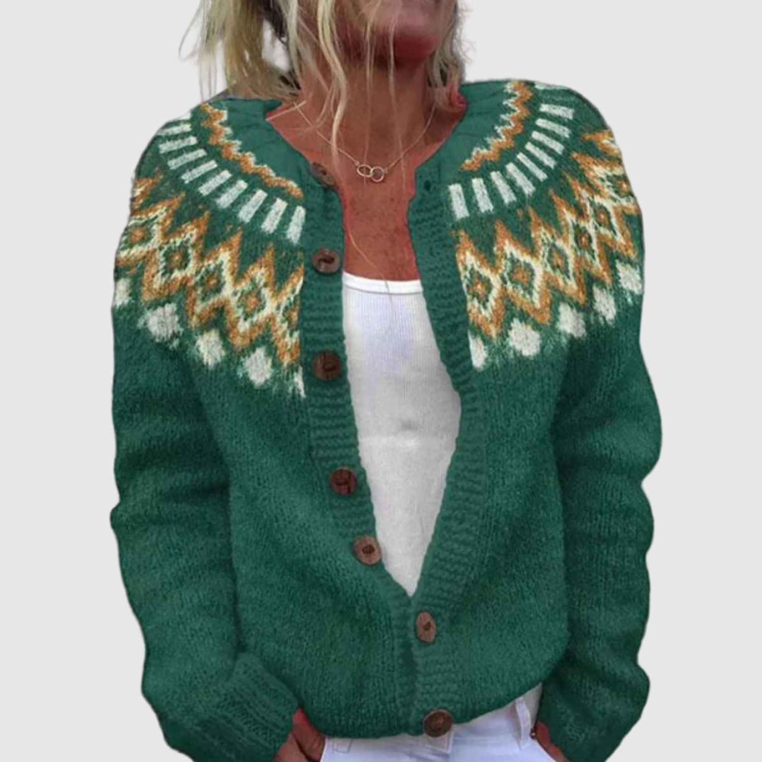 Nora – Kardigan z motywem północno-wschodnim