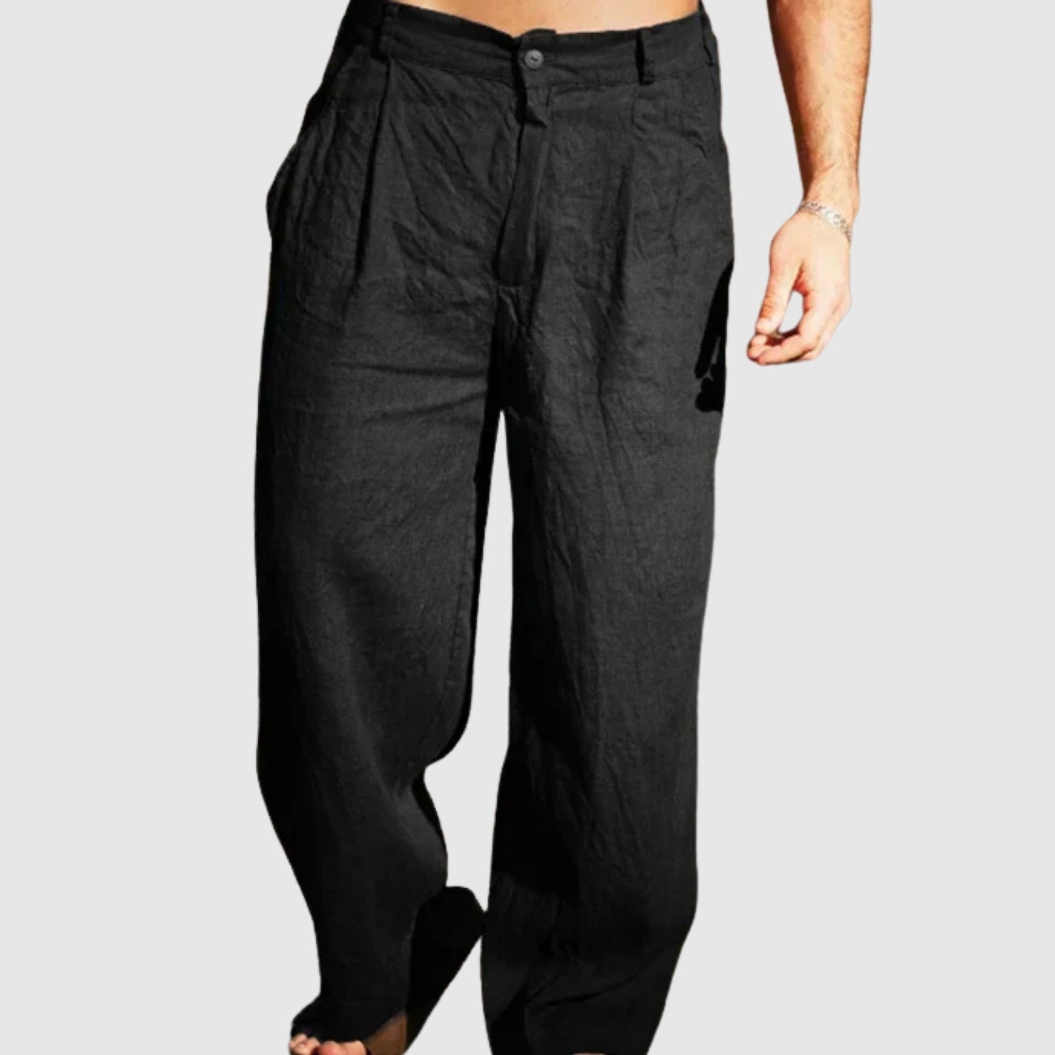 Leo – Letnie lniane spodnie z szerokimi nogawkami