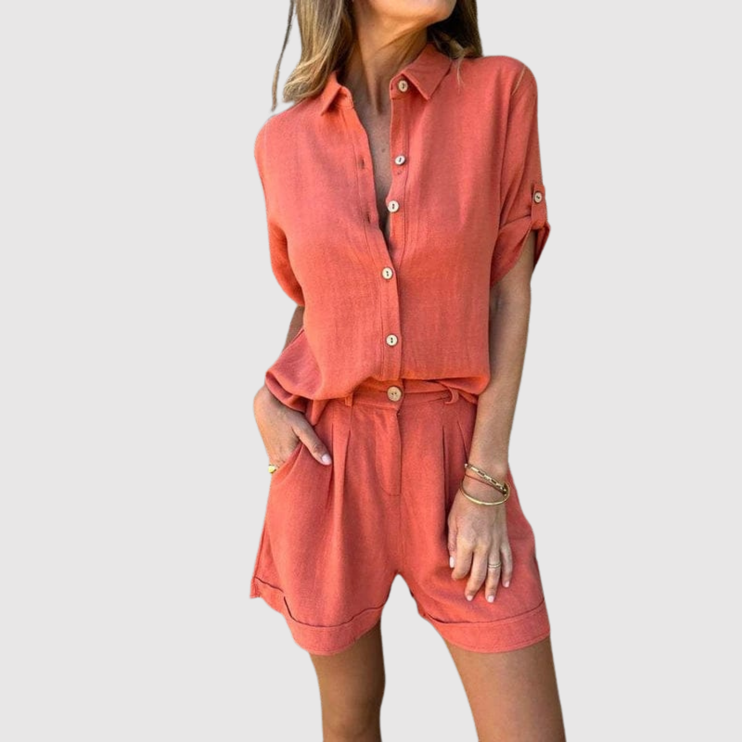 Natálie – Nieformalny komplet z koszulą i szortami