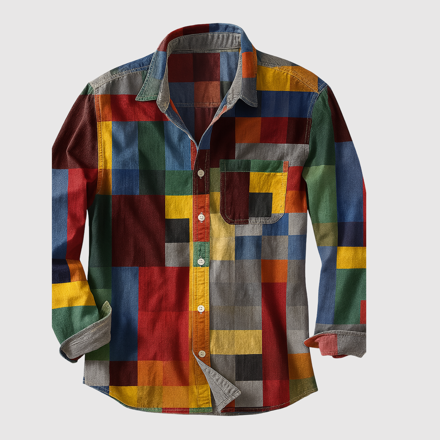 Adrian - Vintage Koszula z Tęczowym Wzorem