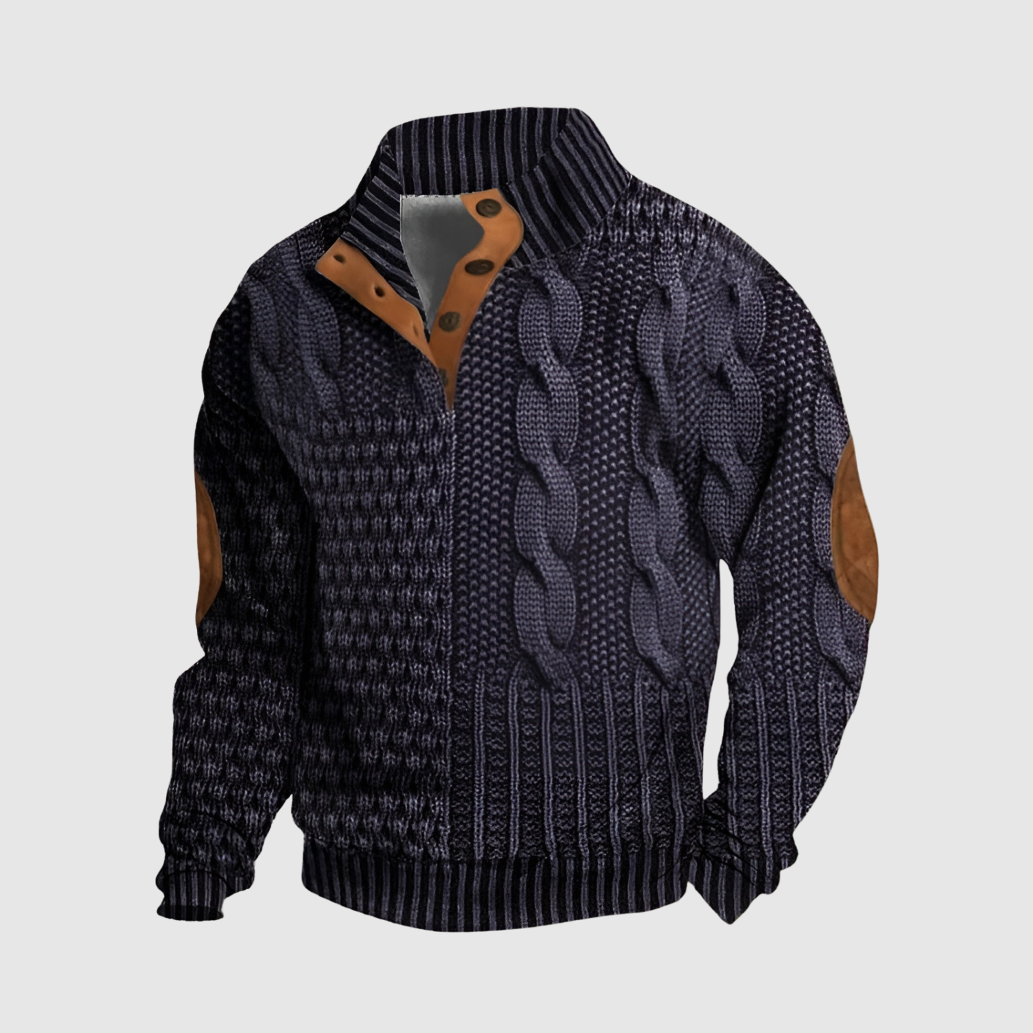 Daniel – Sweter z wzorem i kontrastującymi detalami