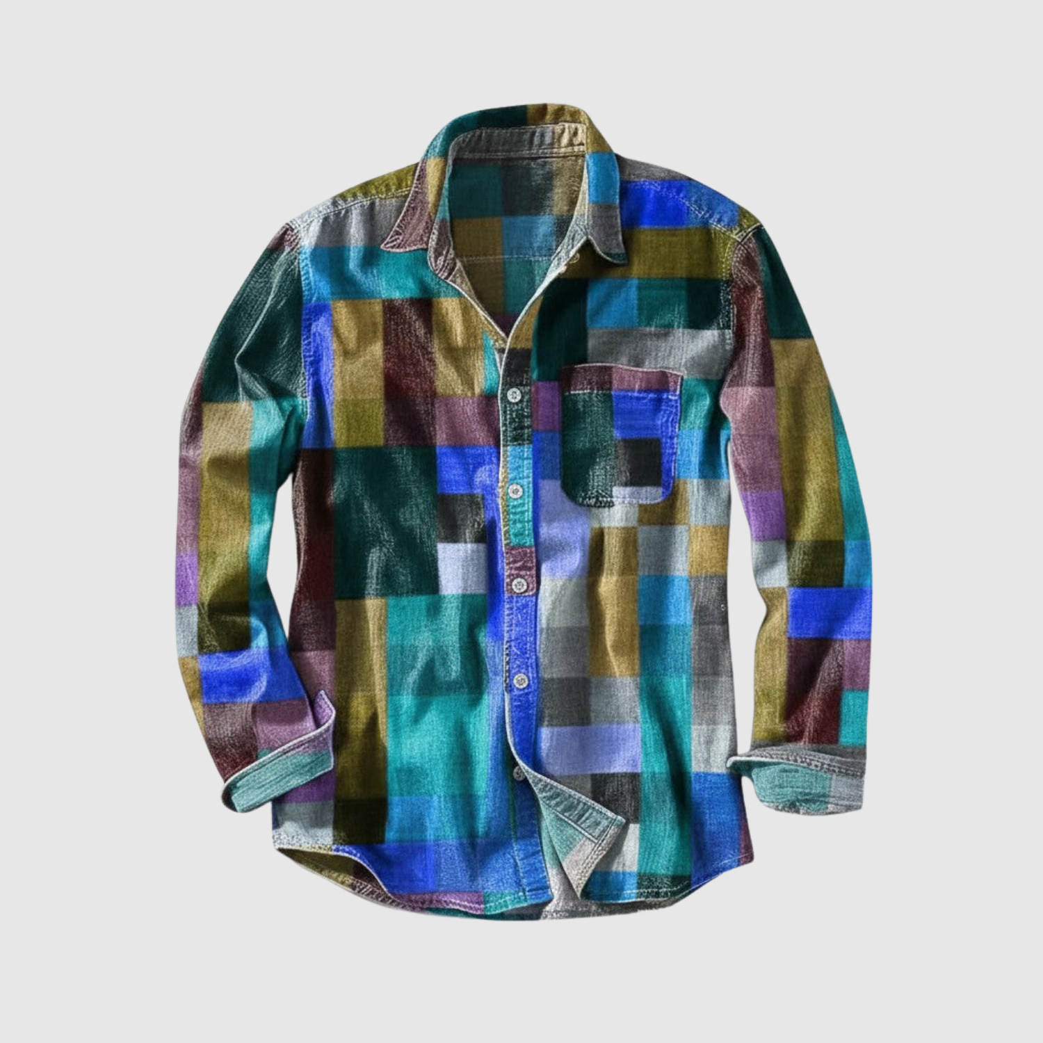 Adrian - Vintage Koszula z Tęczowym Wzorem