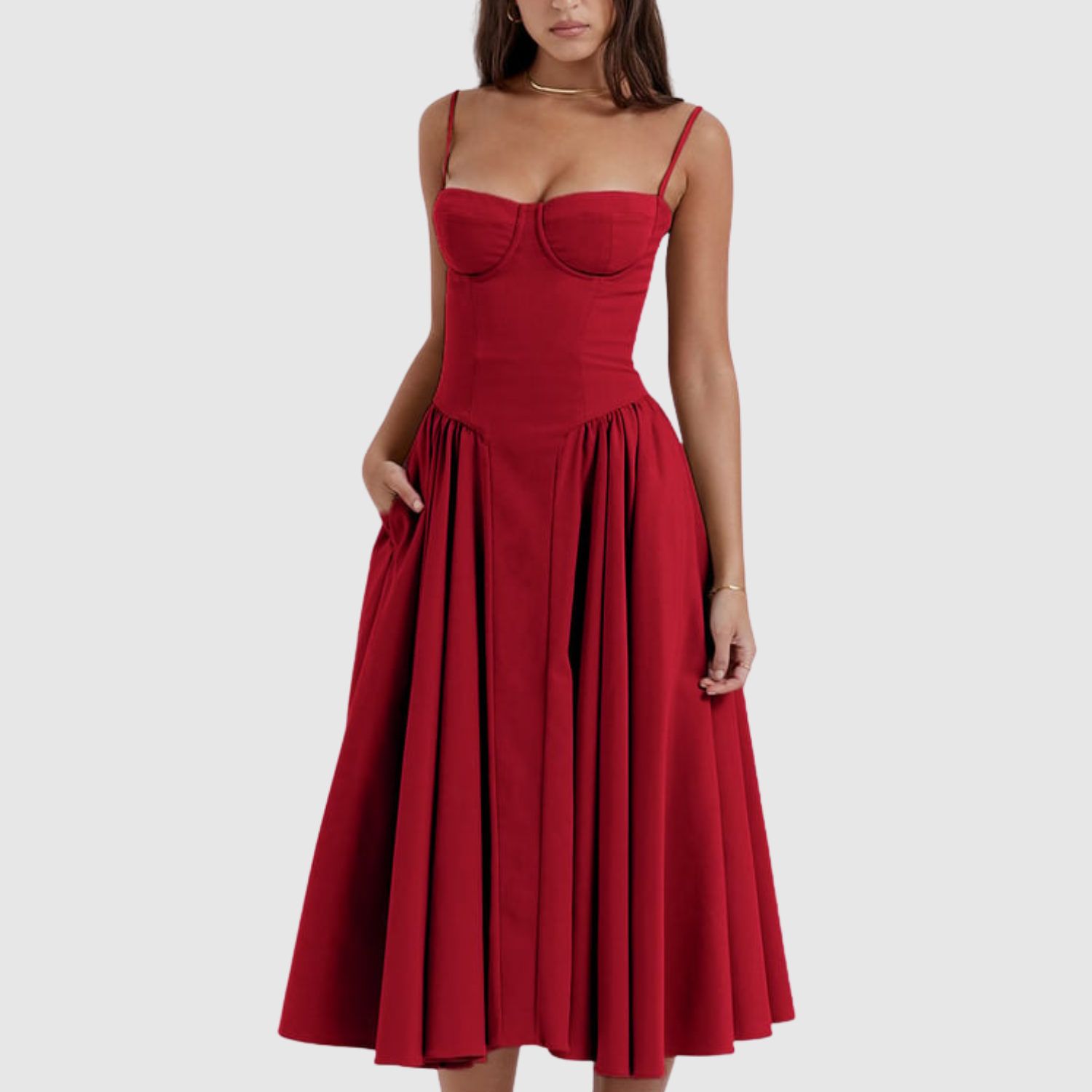 Eliška – Elegancka sukienka z opadającymi ramiączkami