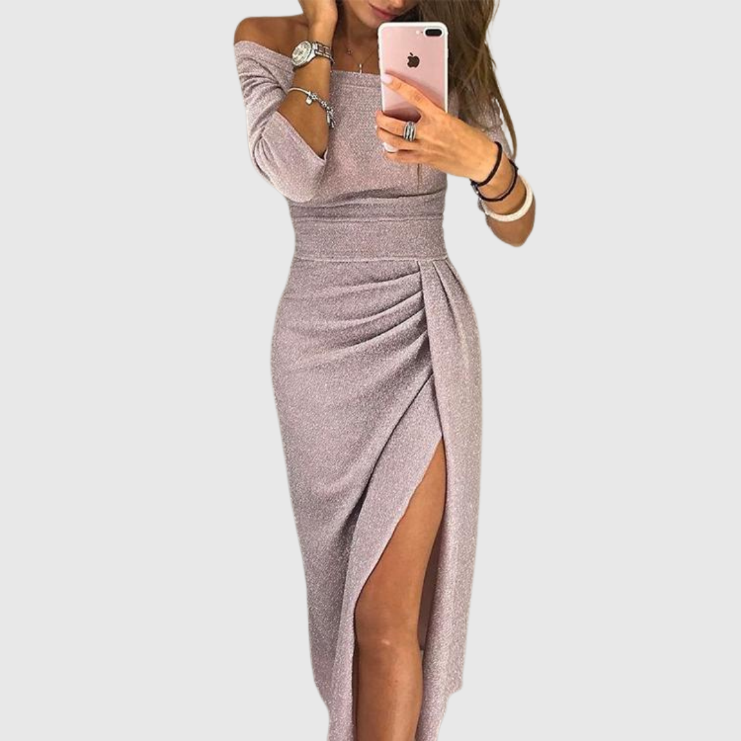 Eliška - Elegancka sukienka z wysokim rozcięciem