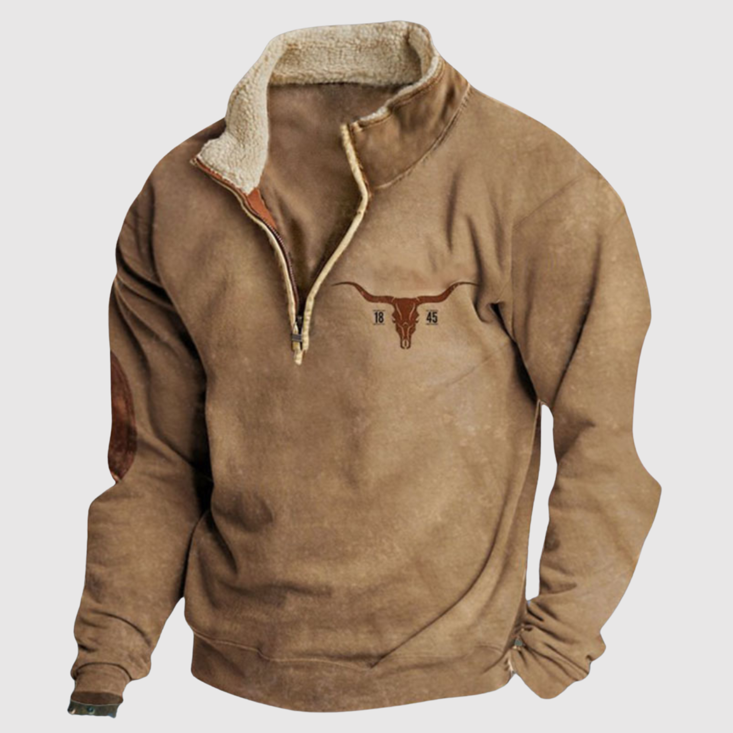 Daniel - Fleece'owa bluza z kolorowymi rękawami i półzamkiem