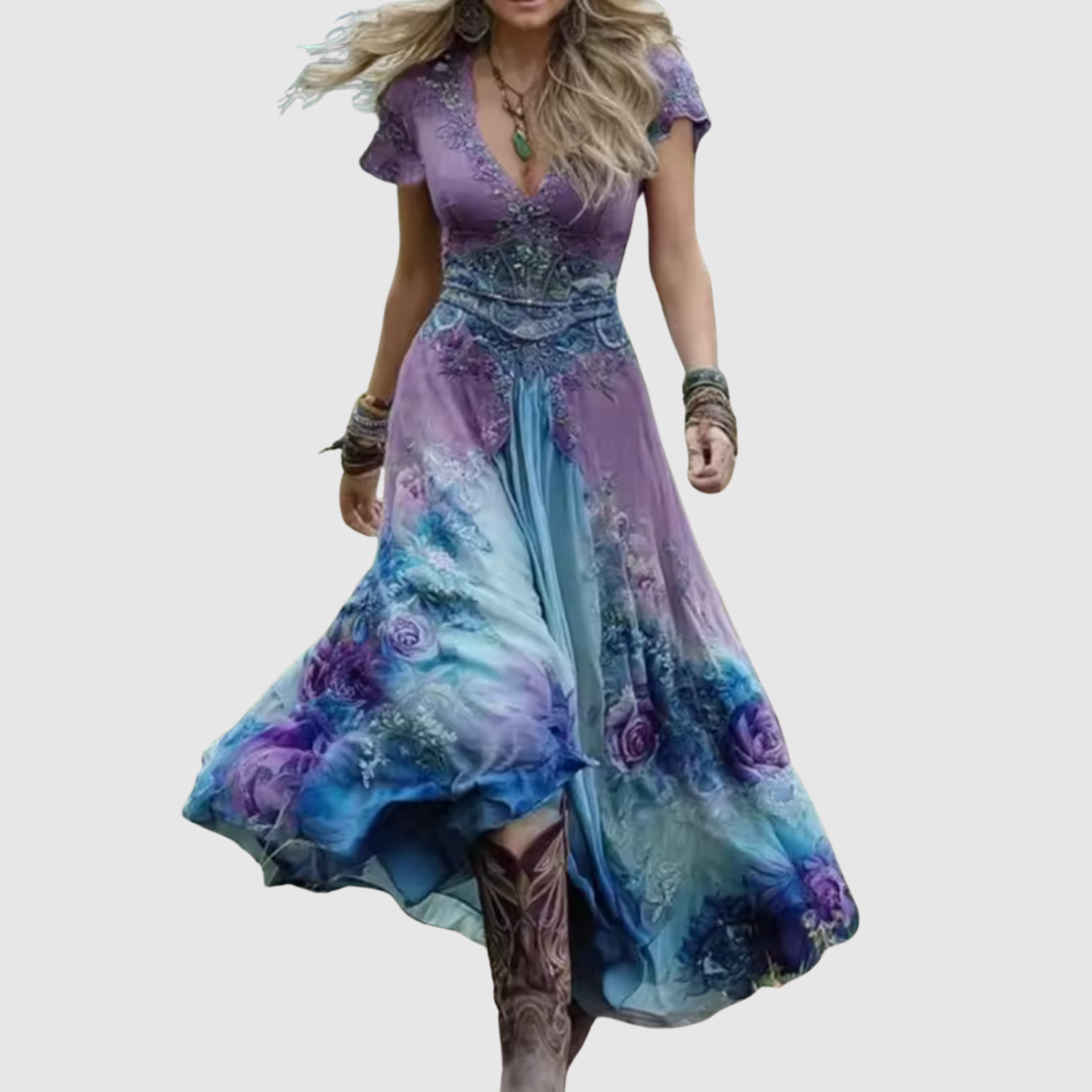 Eliška - Boho maxi sukienka z haftem i lekkim materiałem