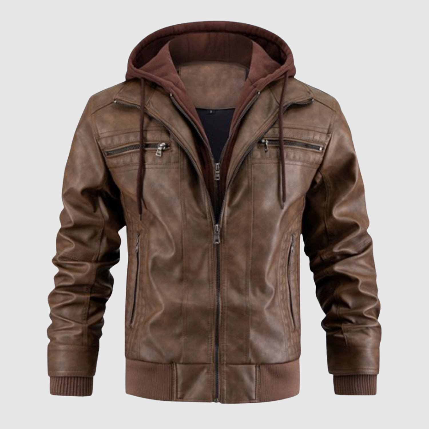 Dorian – Skórzana kurtka z kapturem i sportowym akcentem