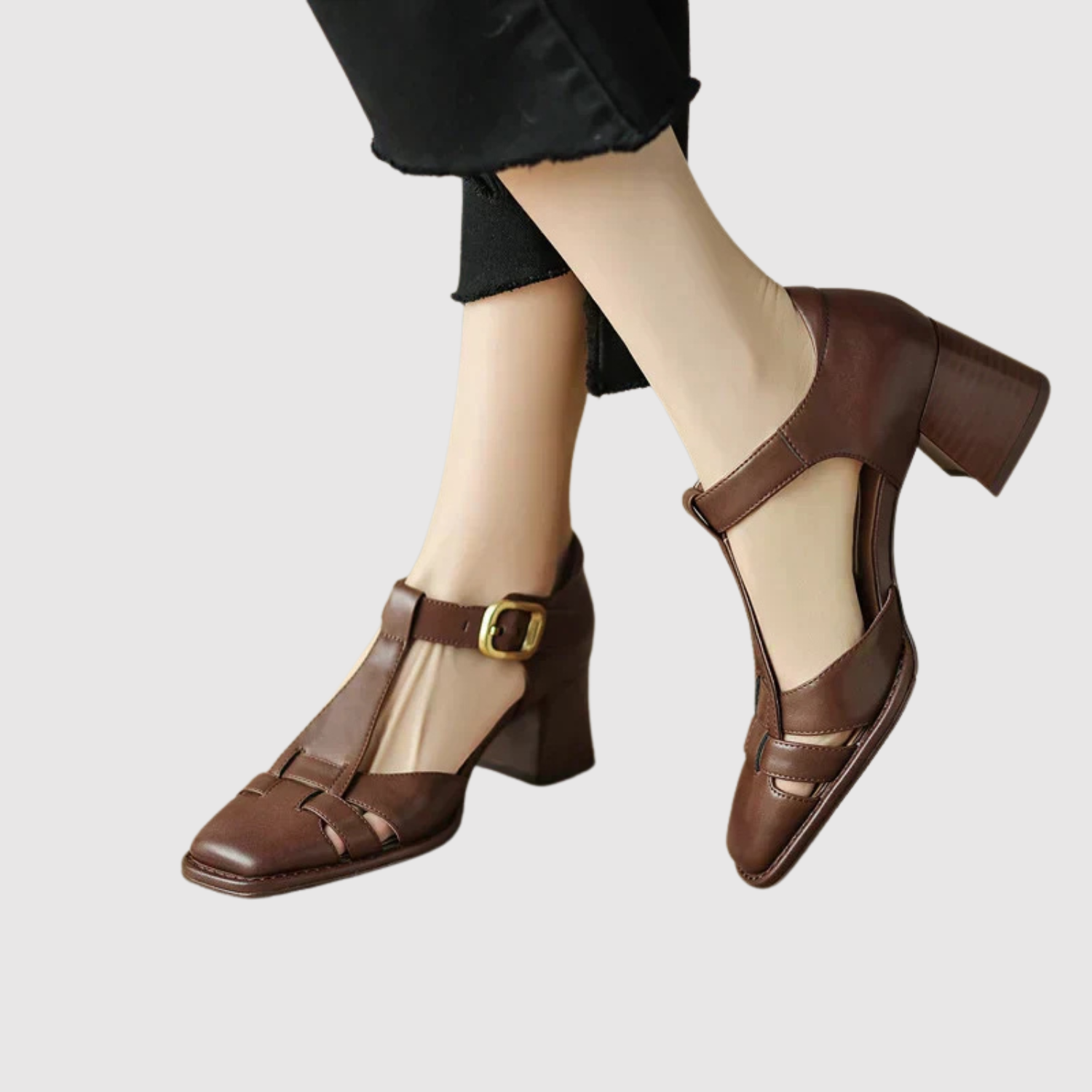 Greta – Eleganckie buty z T-paskiem i średnim obcasem