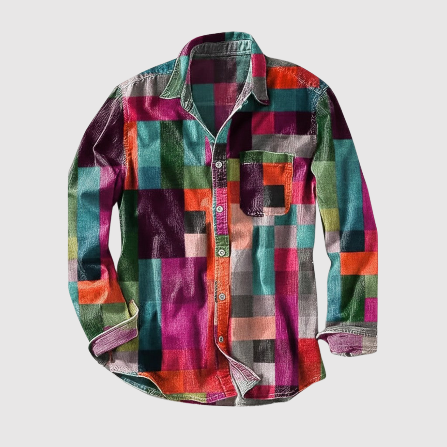 Adrian - Vintage Koszula z Tęczowym Wzorem