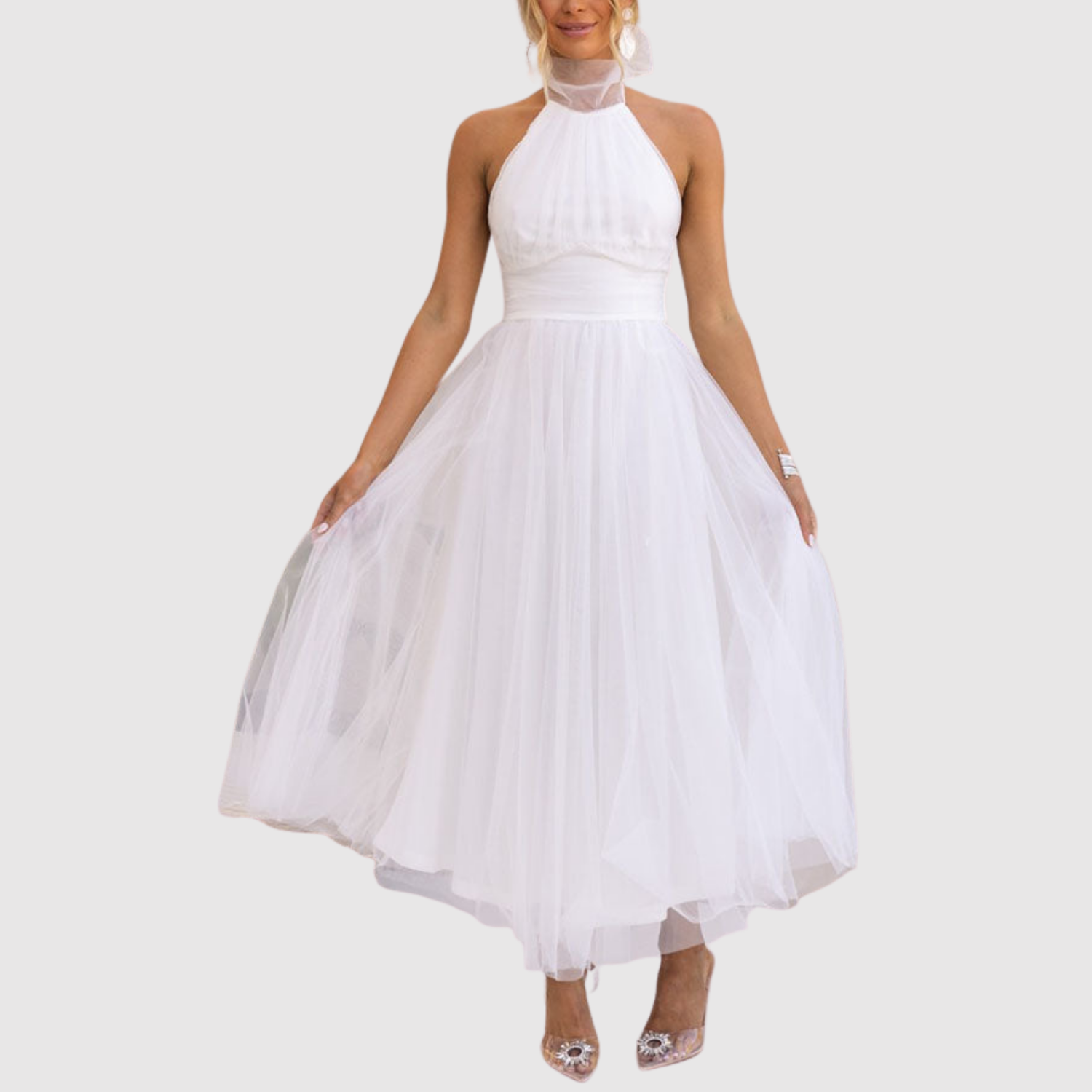 Eliška – Elegancka sukienka z tiulu z lekkim opadaniem