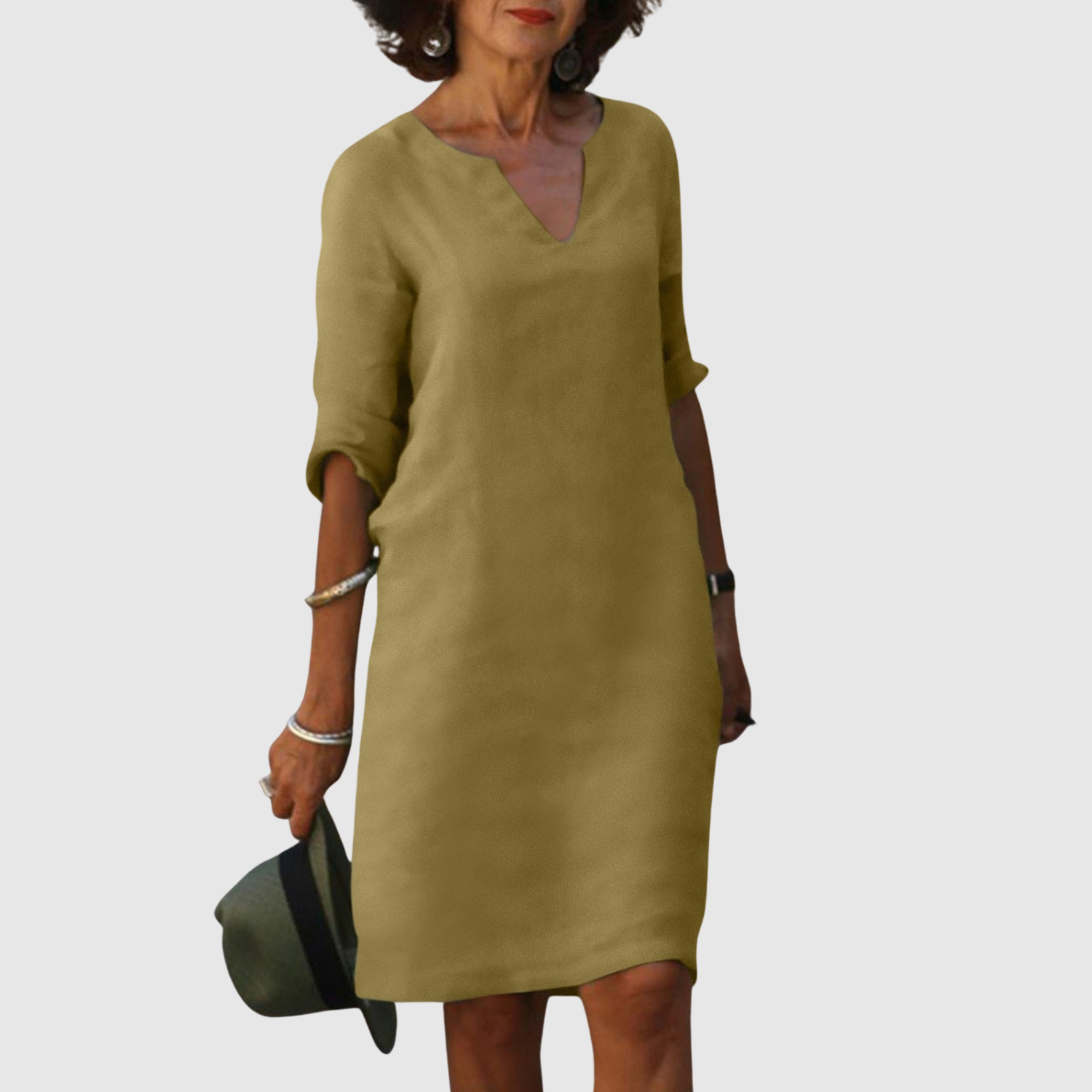 Eliška – Klasyczna sukienka codzienna o lnianym wyglądzie