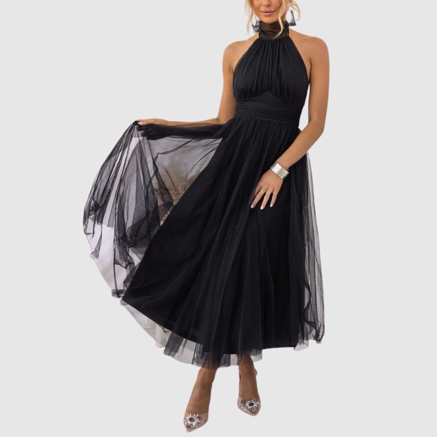 Eliška – Elegancka sukienka z tiulu z lekkim opadaniem