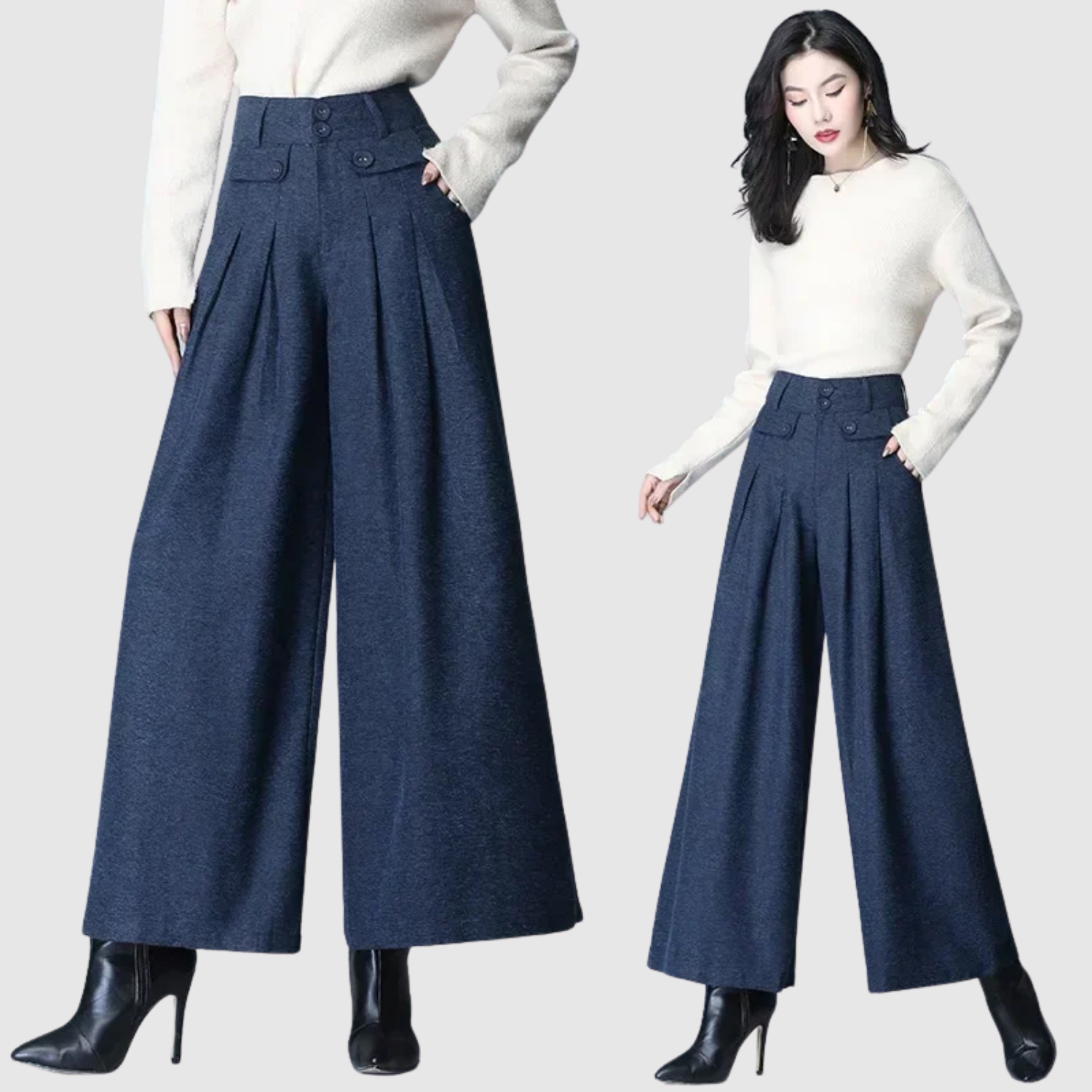 Mira – Szerokie spodnie z wysokim stanem