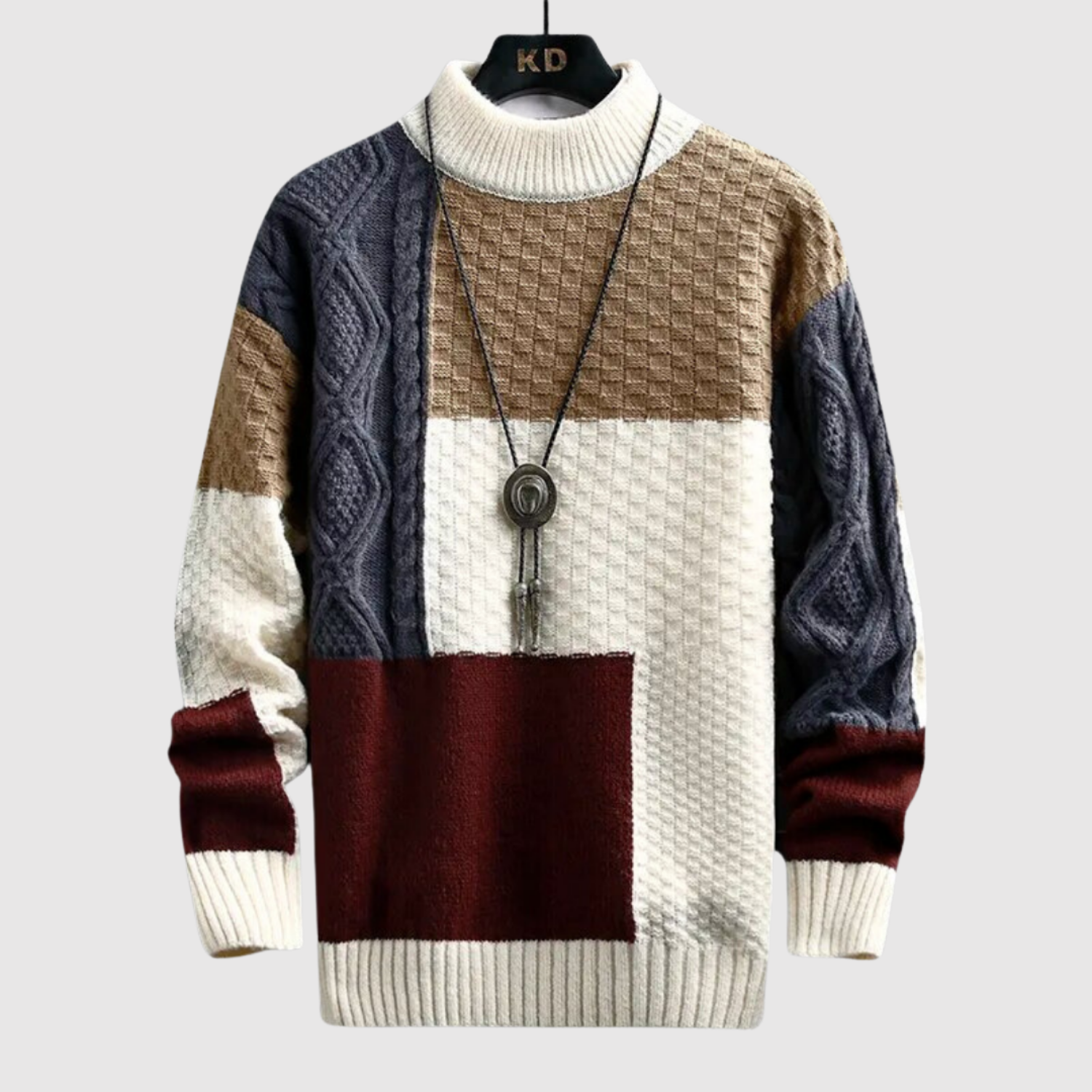 Daniel – Sweter z blokowym mozaikowym wzorem