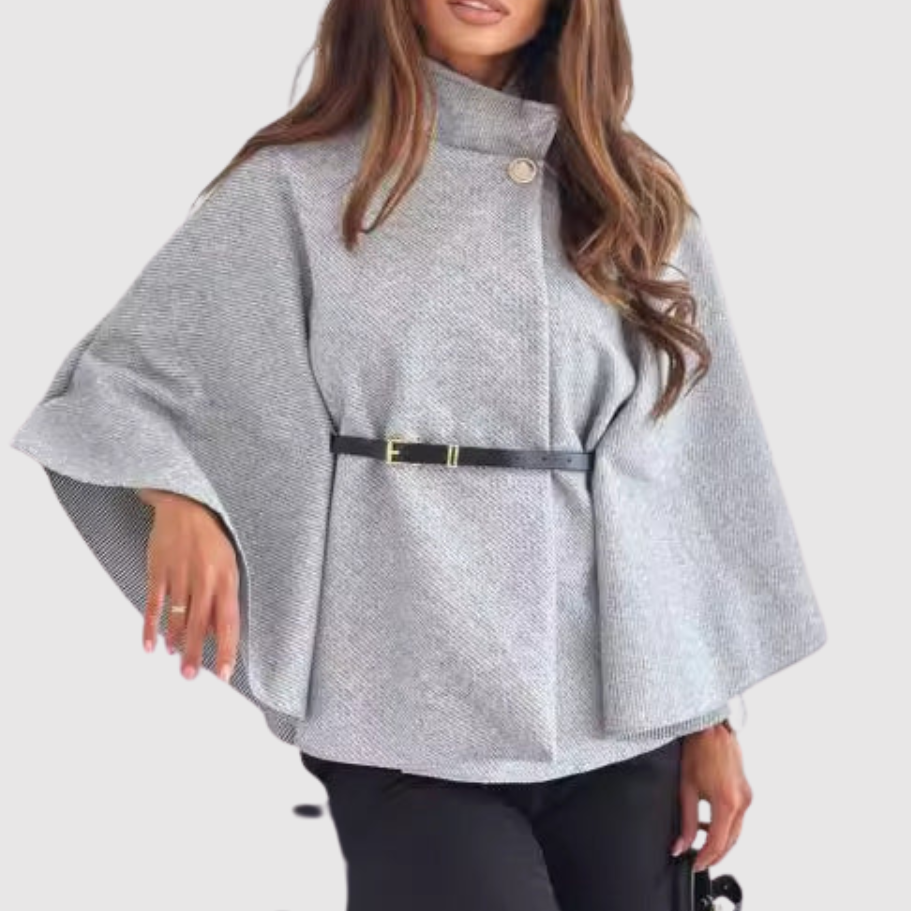 Silvie - Elegancki damski ponczo z paskiem