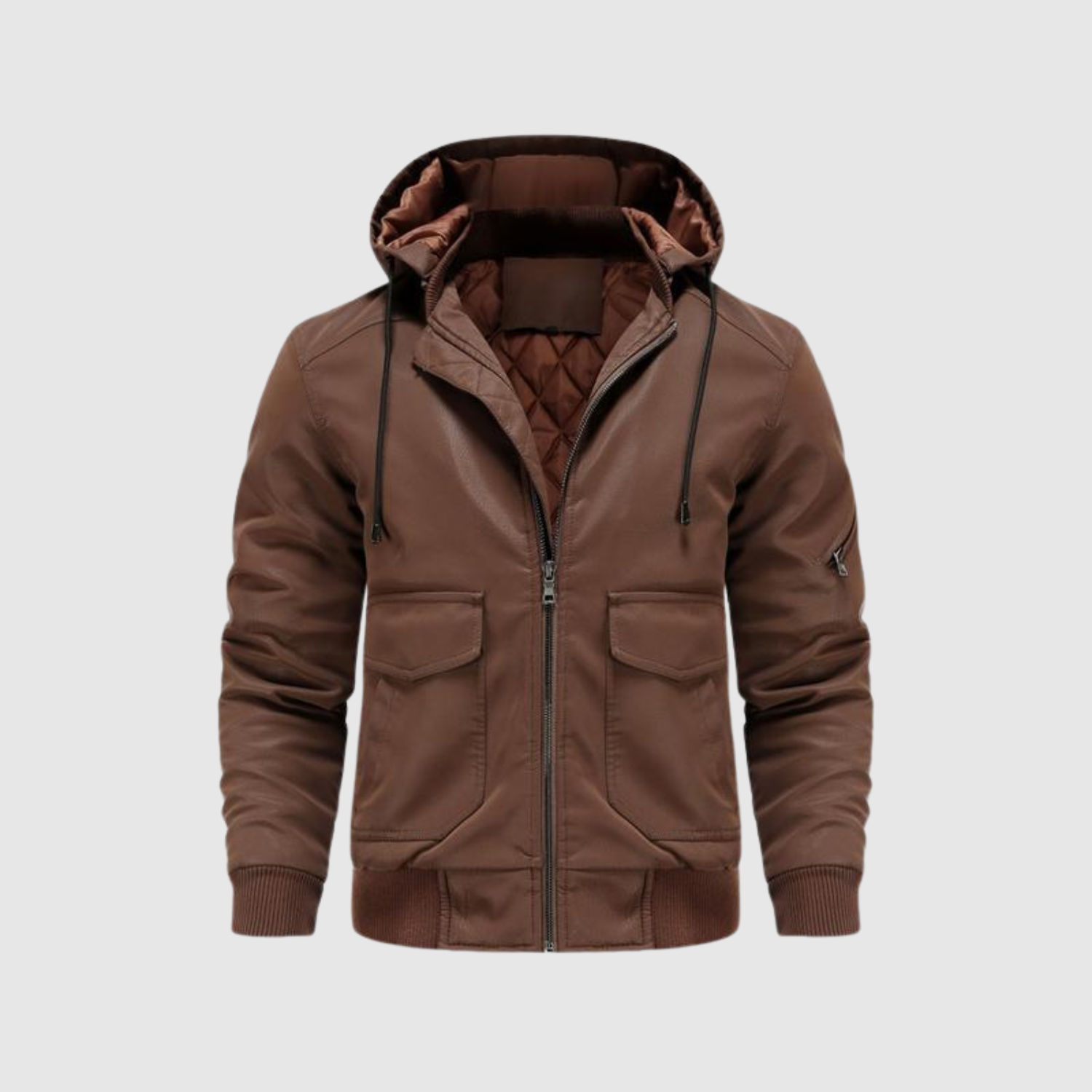 Marek – Męska kurtka z eko skóry z kapturem