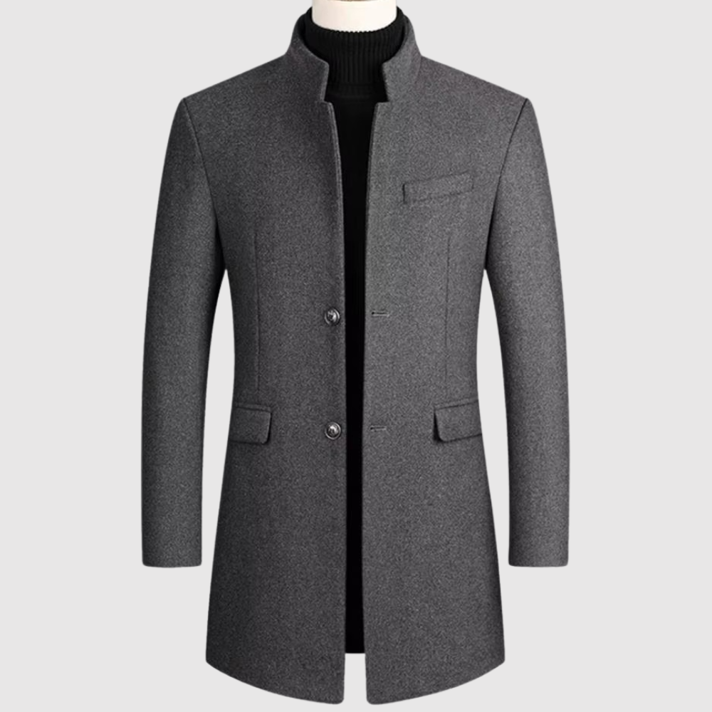 Marek - Elegancki męski płaszcz zimowy z wysokim kołnierzem