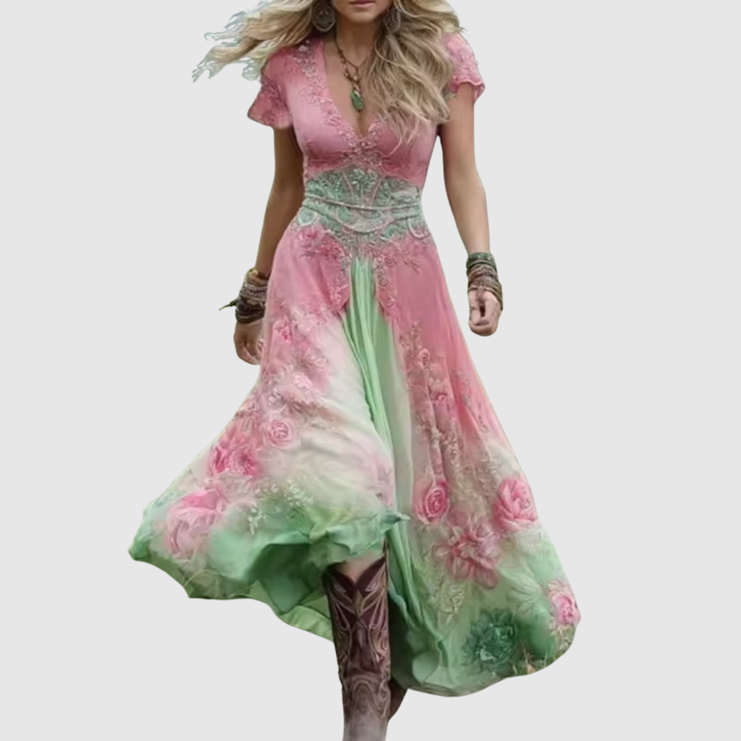 Eliška - Boho maxi sukienka z haftem i lekkim materiałem