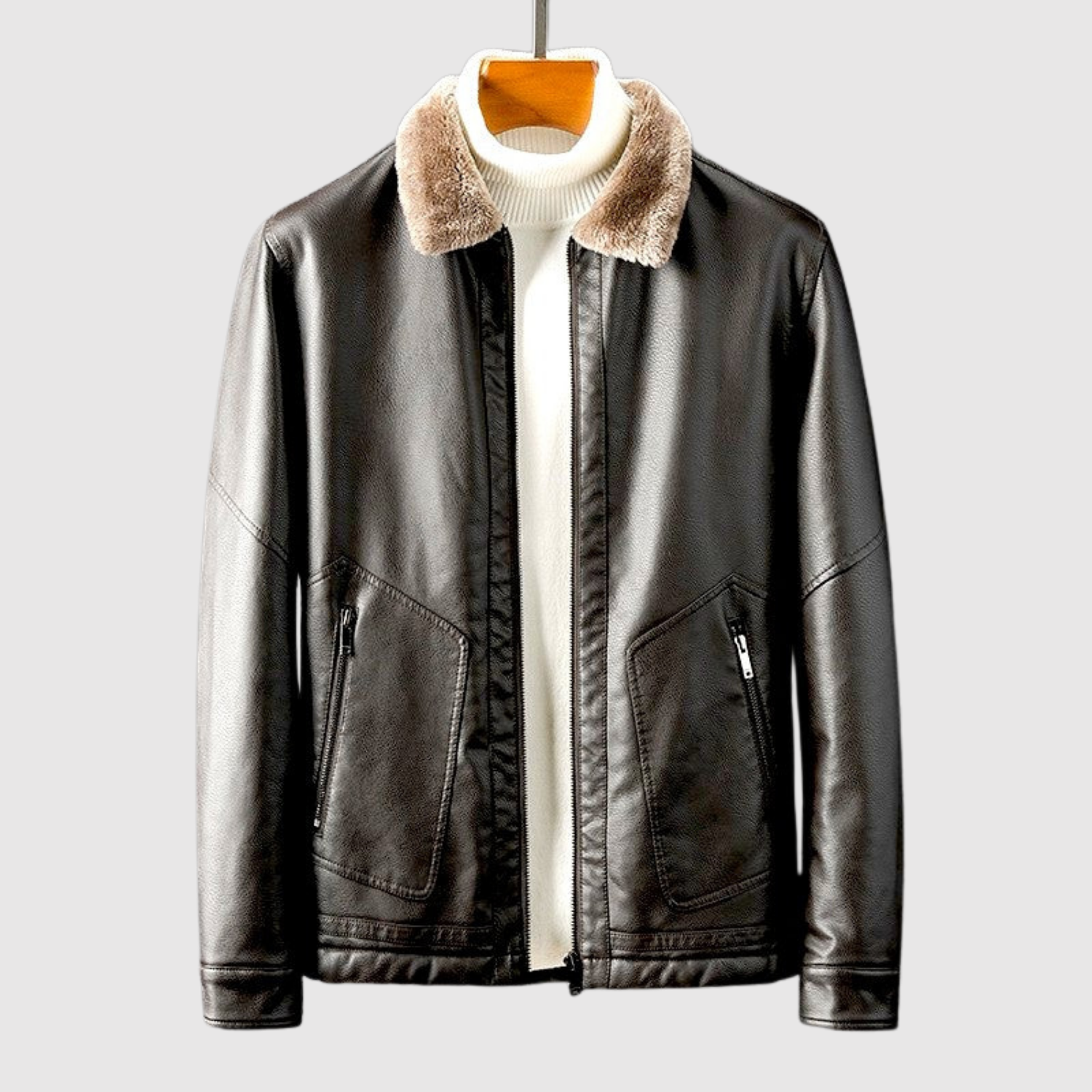 Dorian – Skórzana kurtka z miękkim kołnierzem w stylu futra