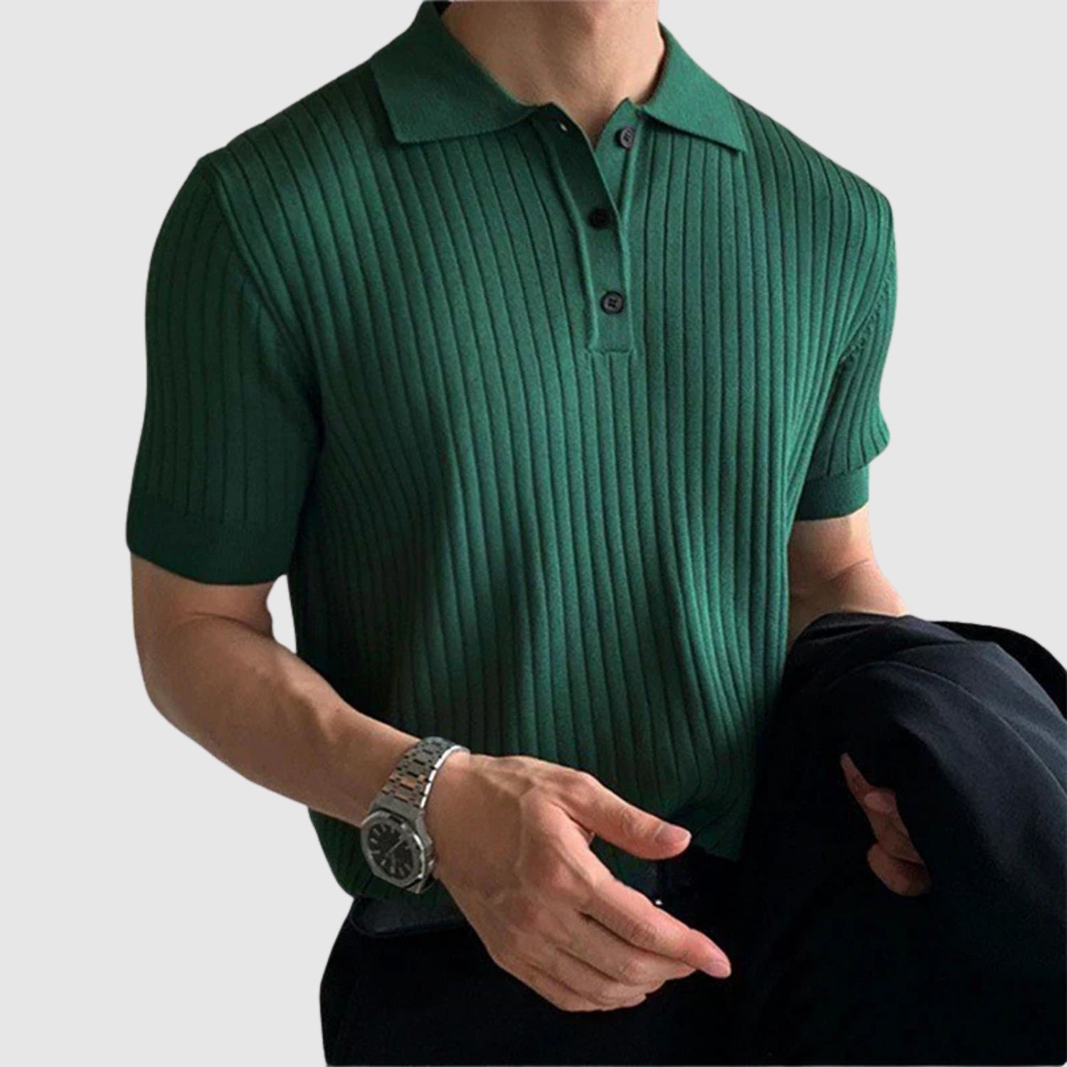 Adrian – Wzór rybny polo z guzikami