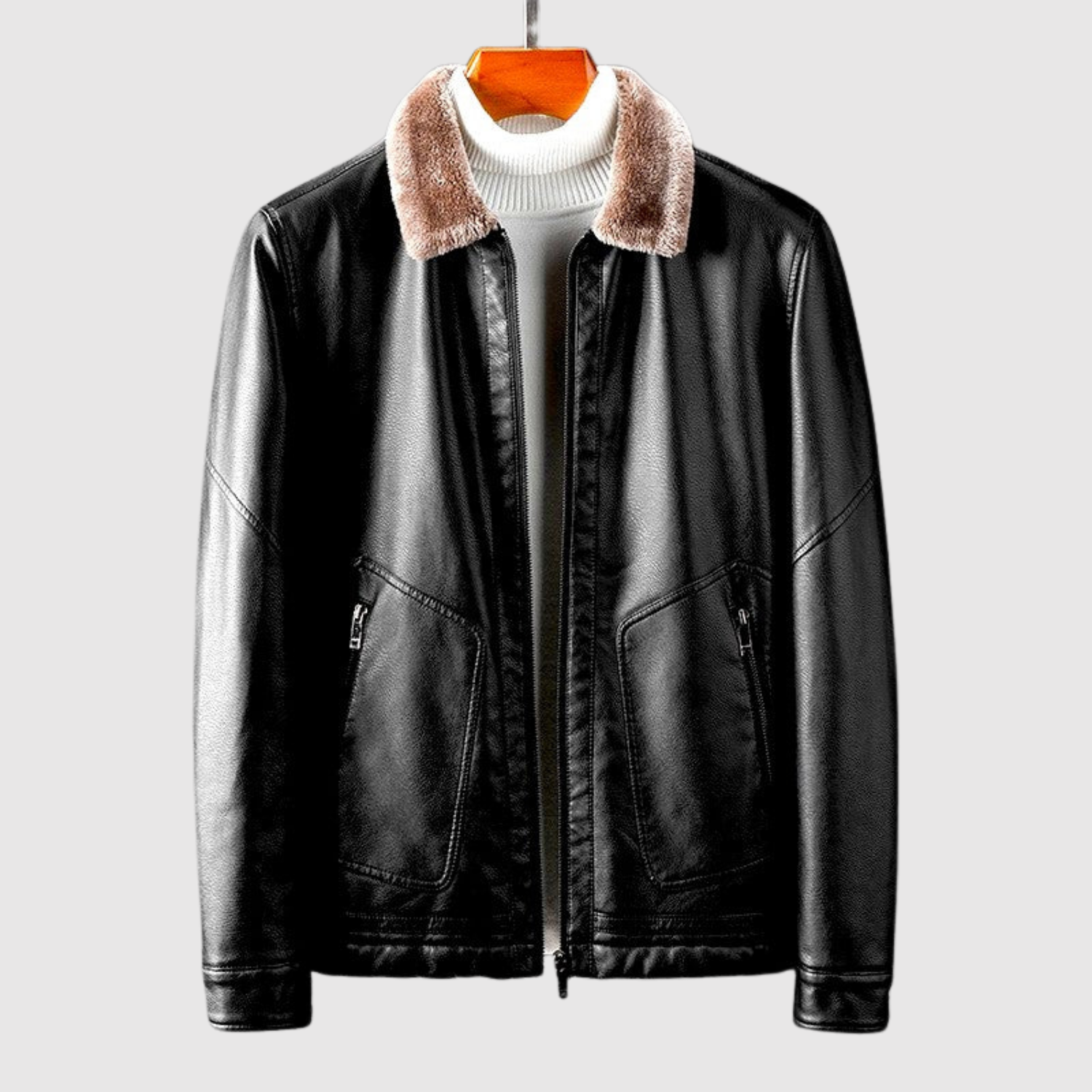 Dorian – Skórzana kurtka z miękkim kołnierzem w stylu futra